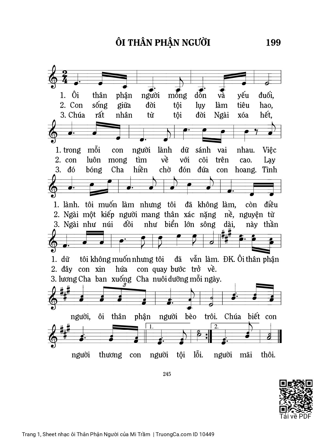 Sheet PDF of ôi Thân Phận Người