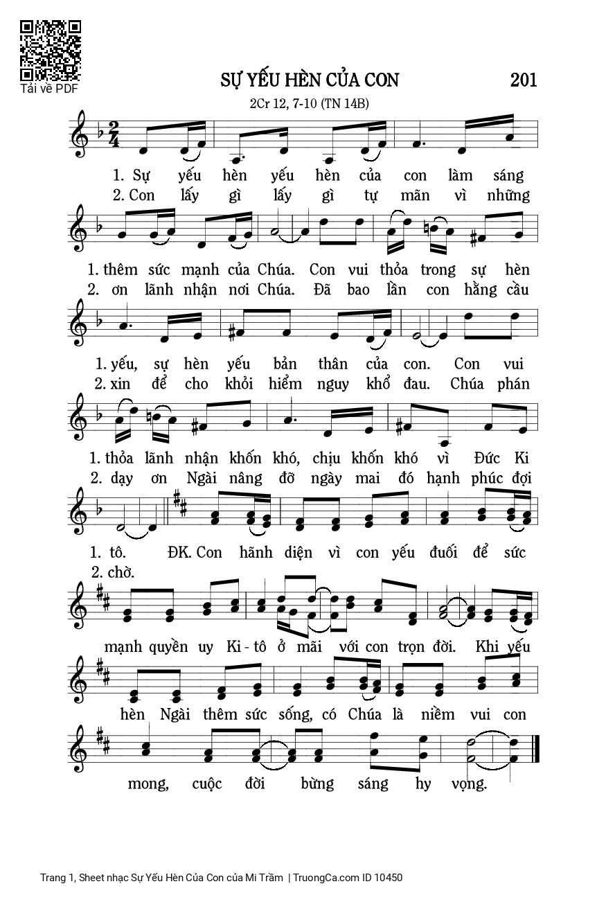 Sheet PDF of Sự Yếu Hèn Của Con