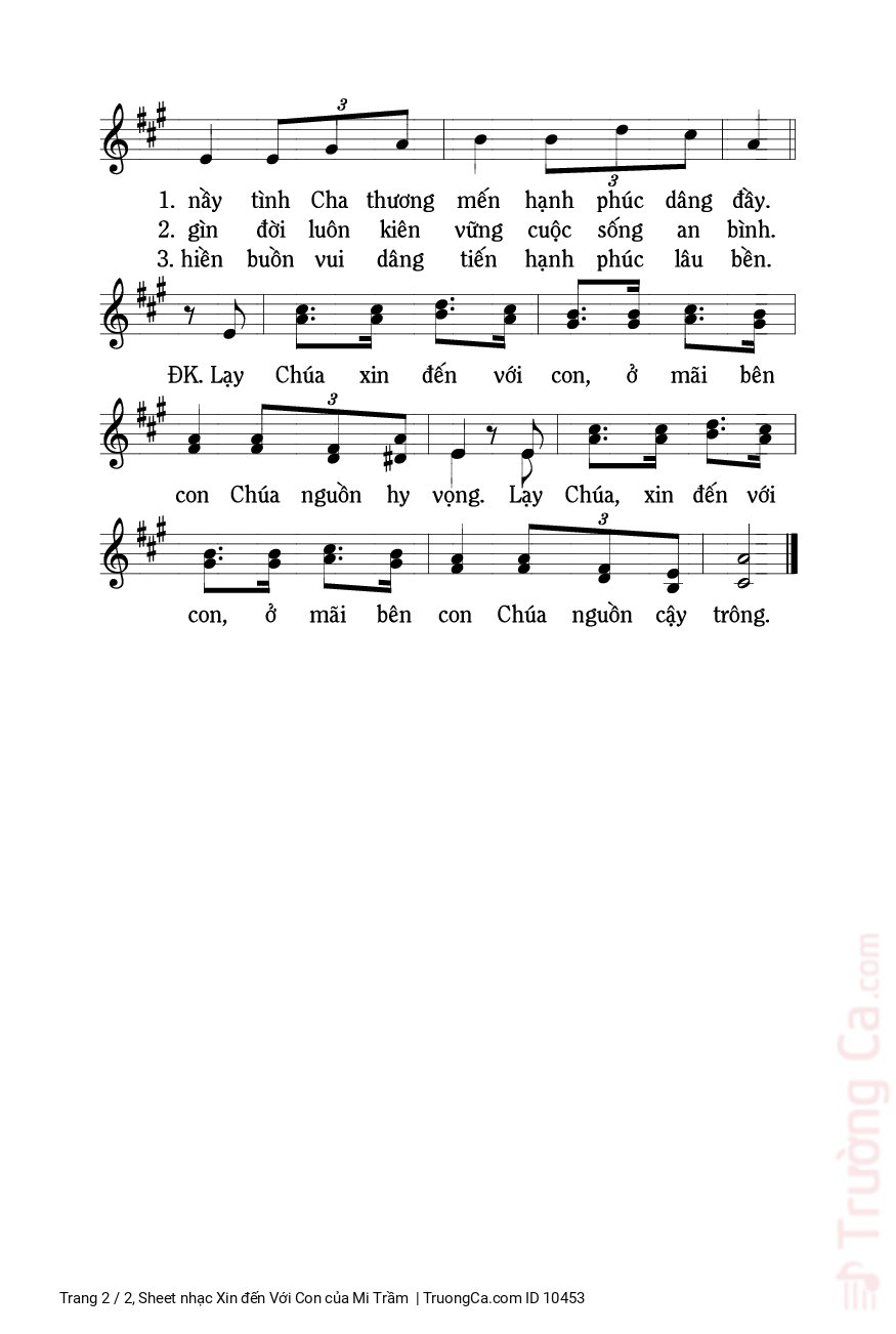 Page 2 of Sheet music PDF Xin đến Với Con - Mi Trầm