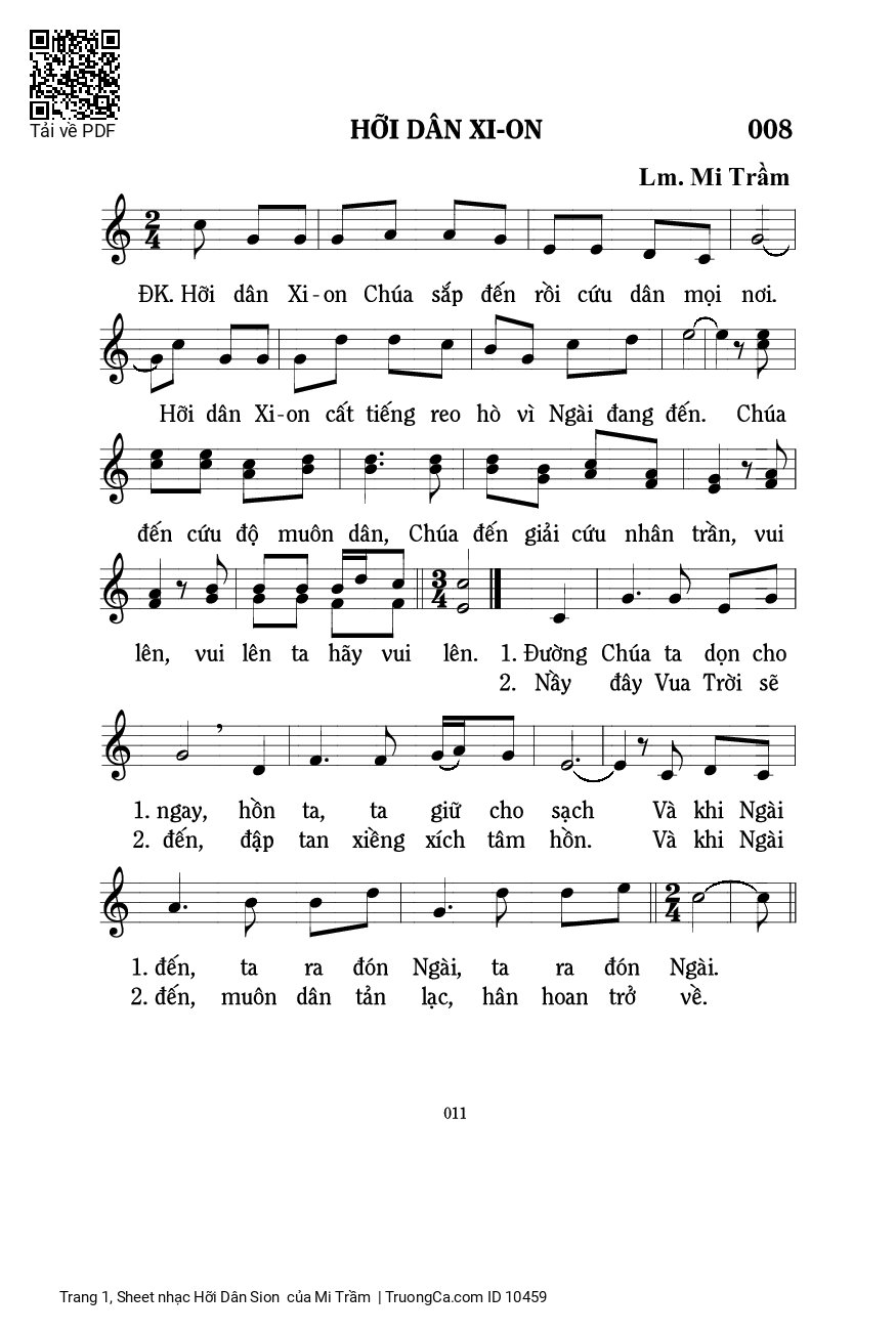Sheet PDF of Hỡi Dân Sion 