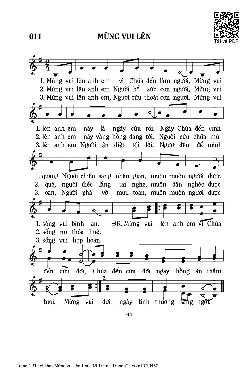 Sheet PDF of Mừng Vui Lên 1