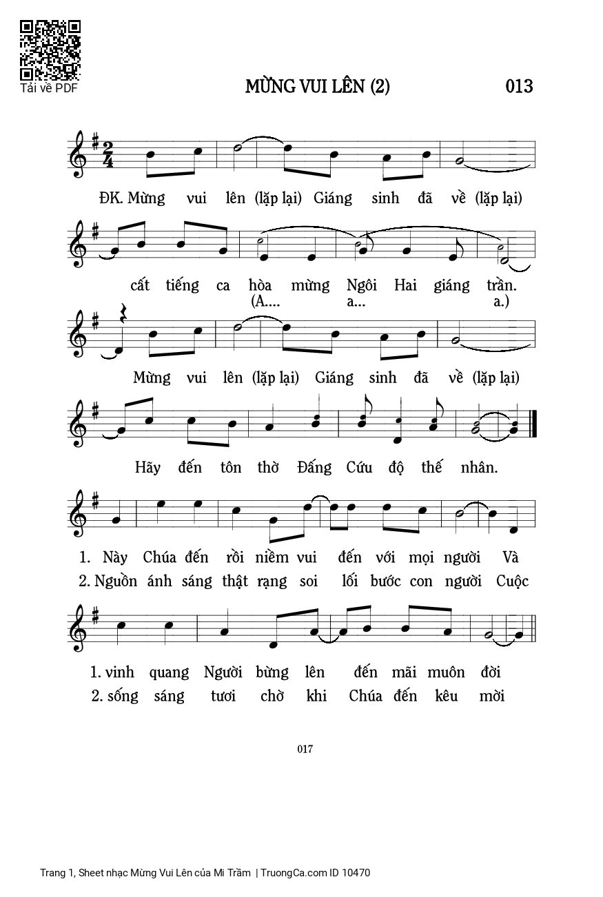 Sheet PDF of Mừng Vui Lên