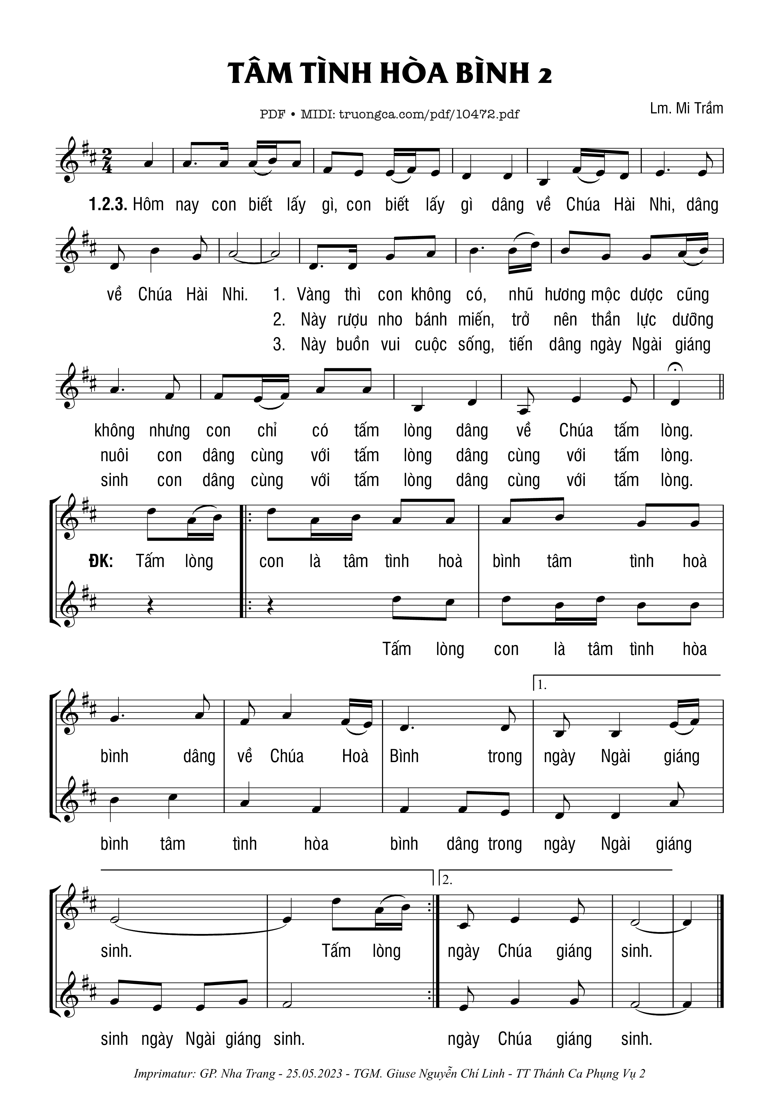 Sheet PDF of Tâm Tình Hòa Bình 2