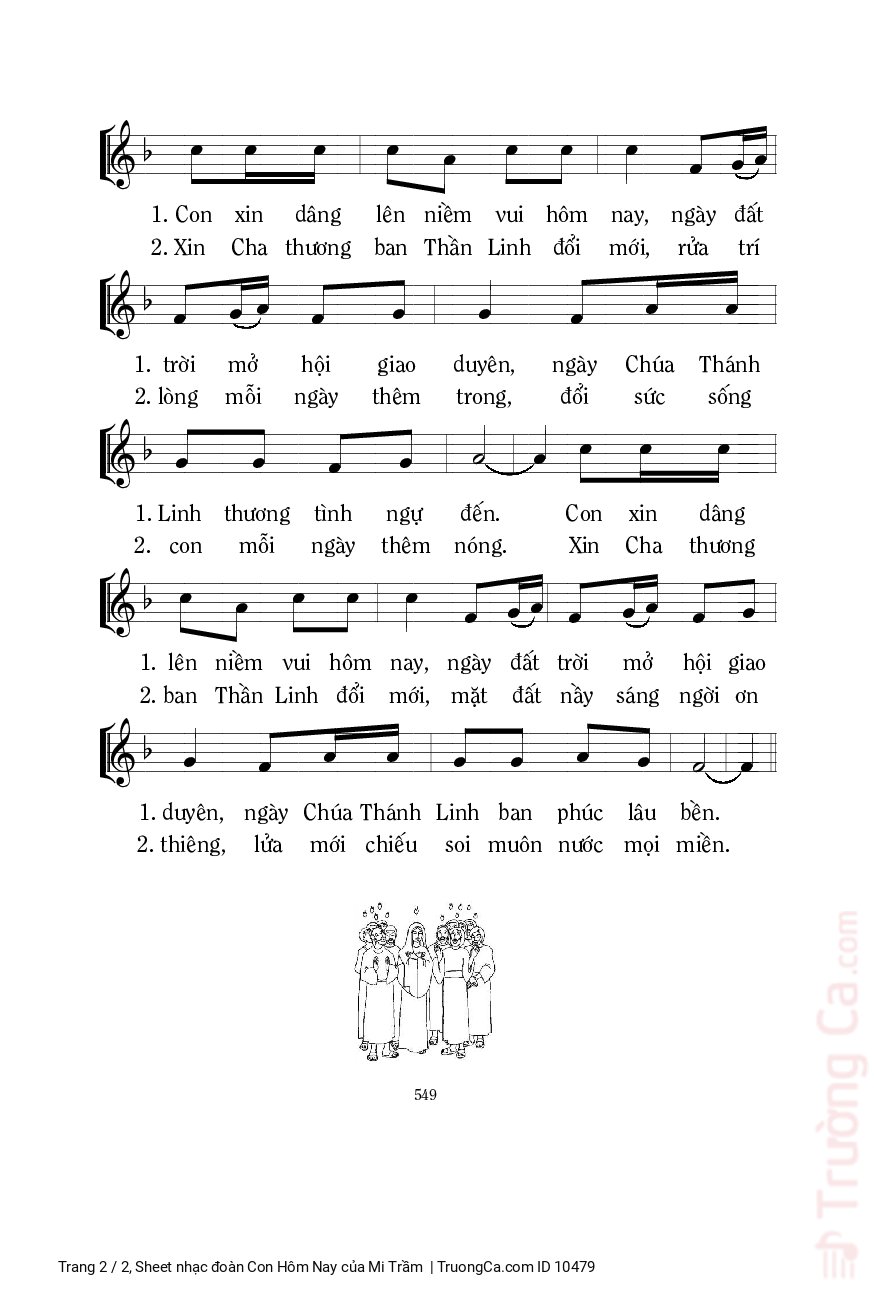 Page 2 of Sheet music PDF đoàn Con Hôm Nay - Mi Trầm