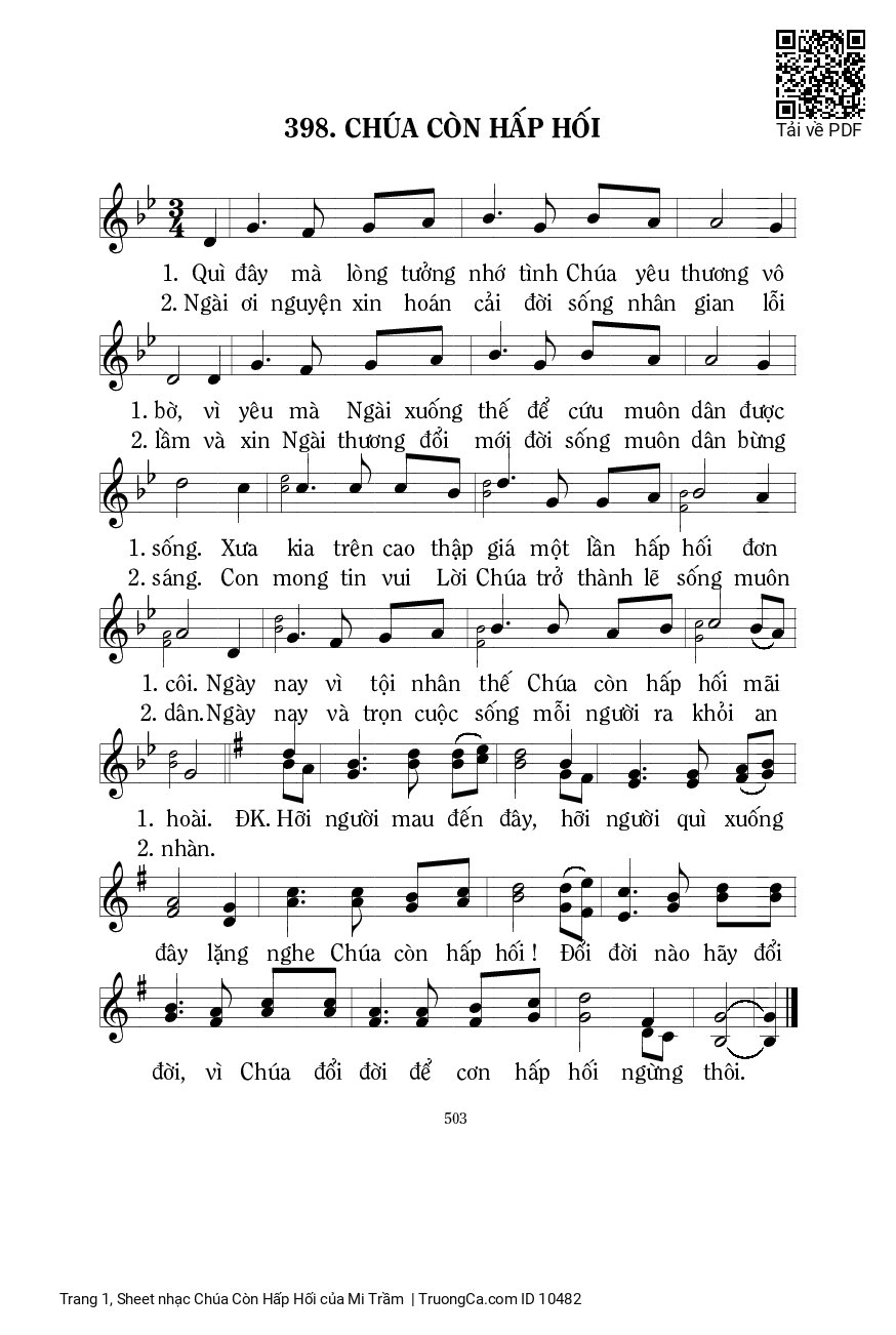 Page 1 of Sheet music PDF Chúa Còn Hấp Hối - Mi Trầm