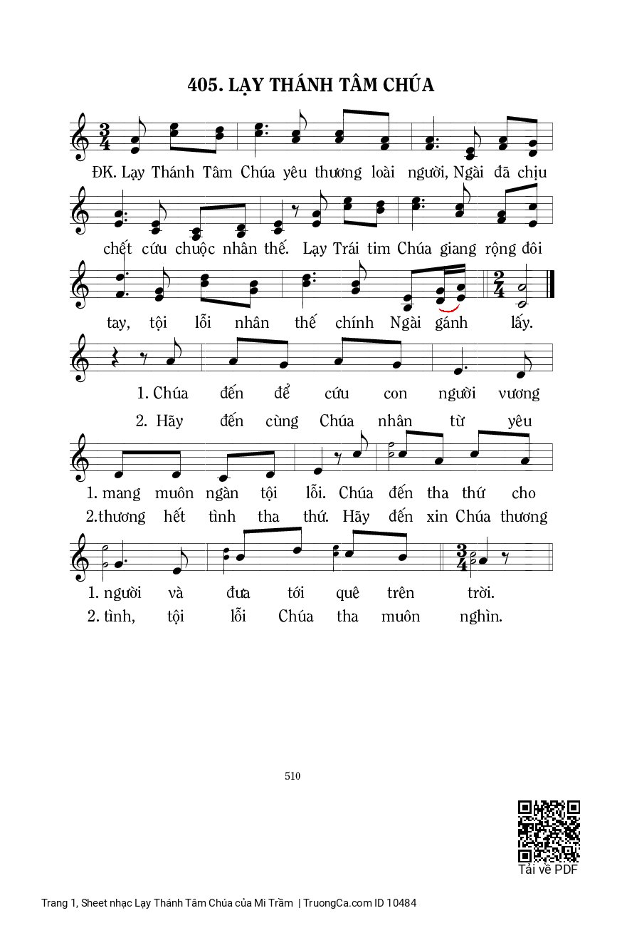 Page 1 of Sheet music PDF Lạy Thánh Tâm Chúa - Mi Trầm