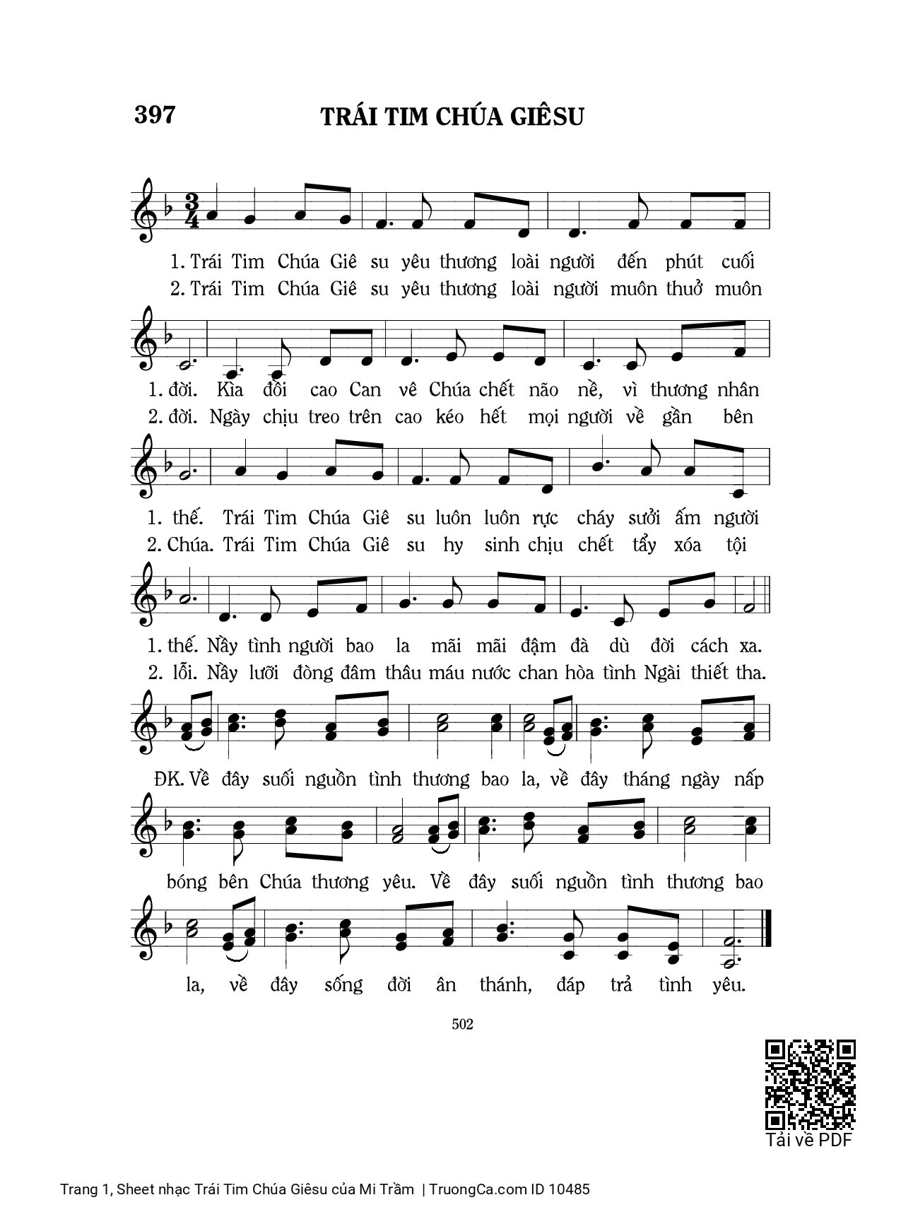 Sheet PDF of Trái Tim Chúa Giêsu