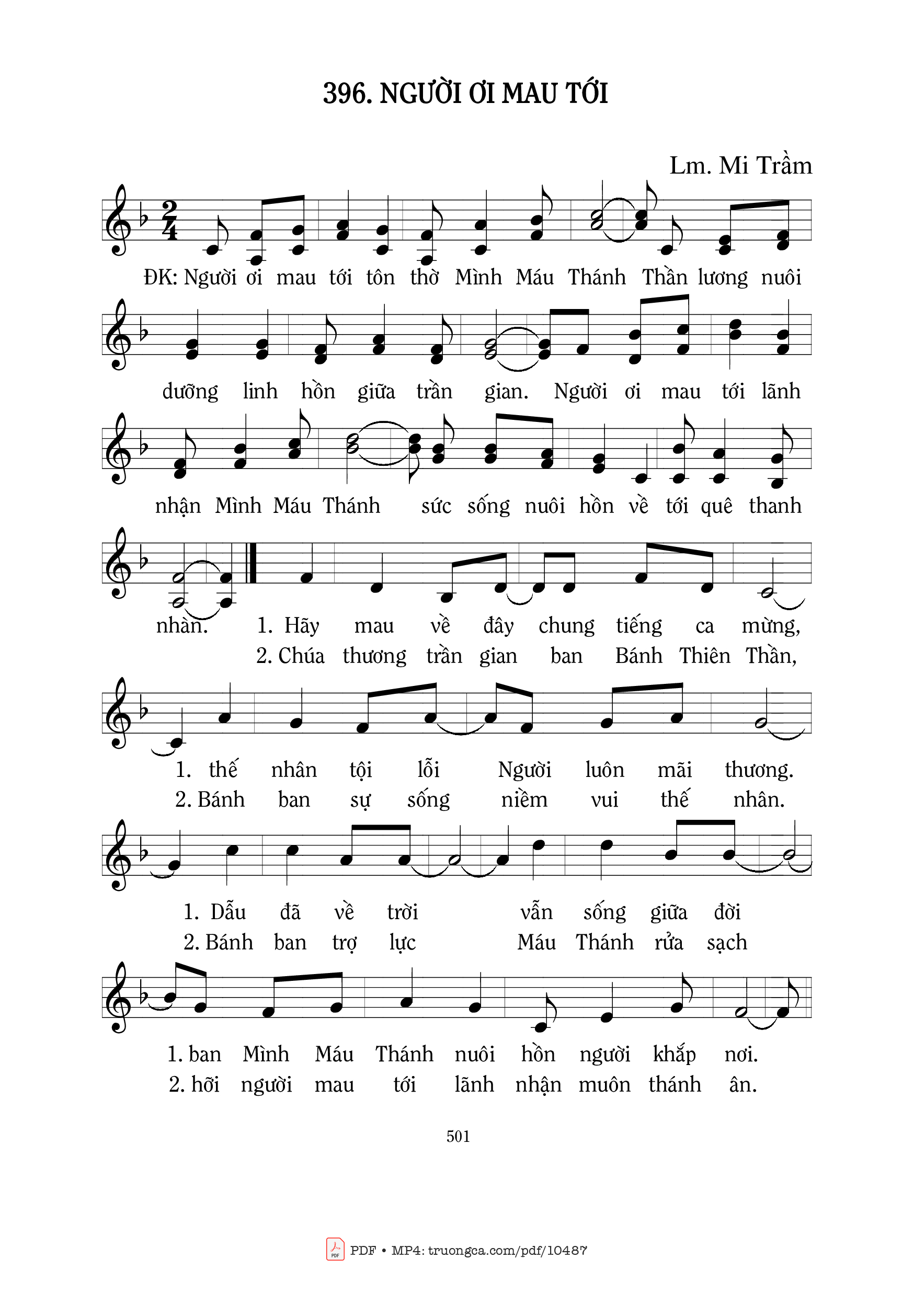 Page 2 of Sheet music PDF Người ơi Mau Tới - Mi Trầm