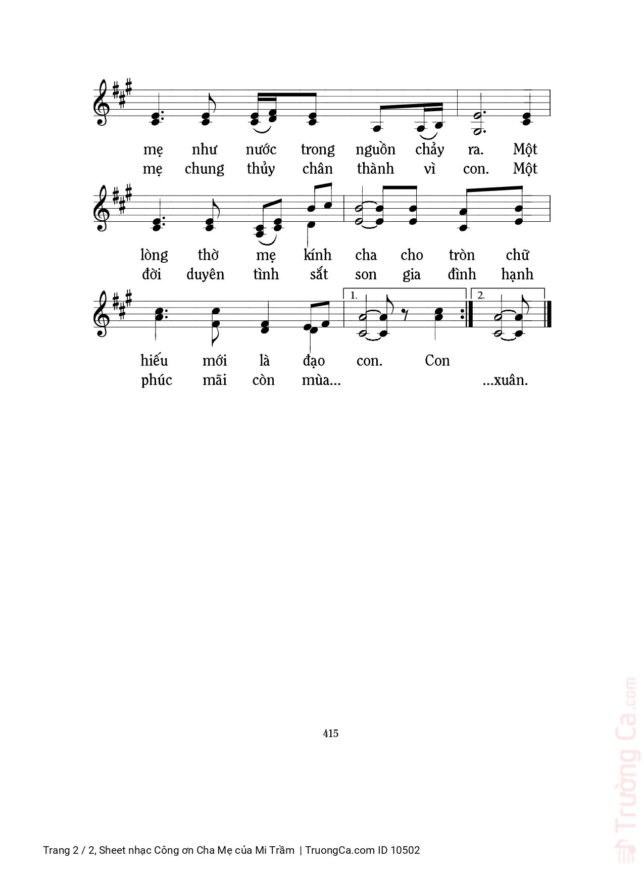 Xin cám ơn Trời Ngài đưa con vào đời Xin cám ơn mẹ chín tháng mười ngày cưu mang, Trang 4