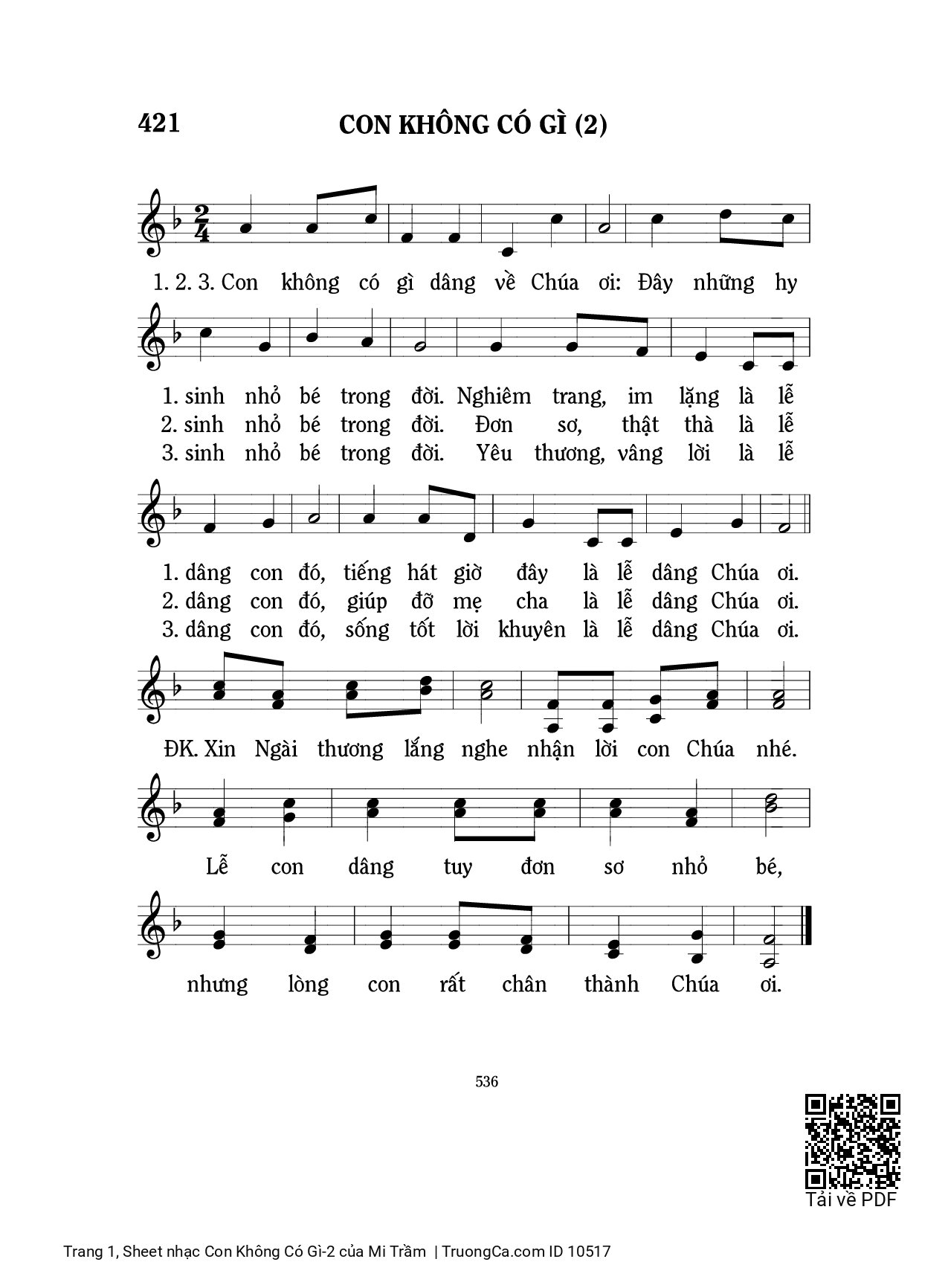 Sheet PDF of Con Không Có Gì-2