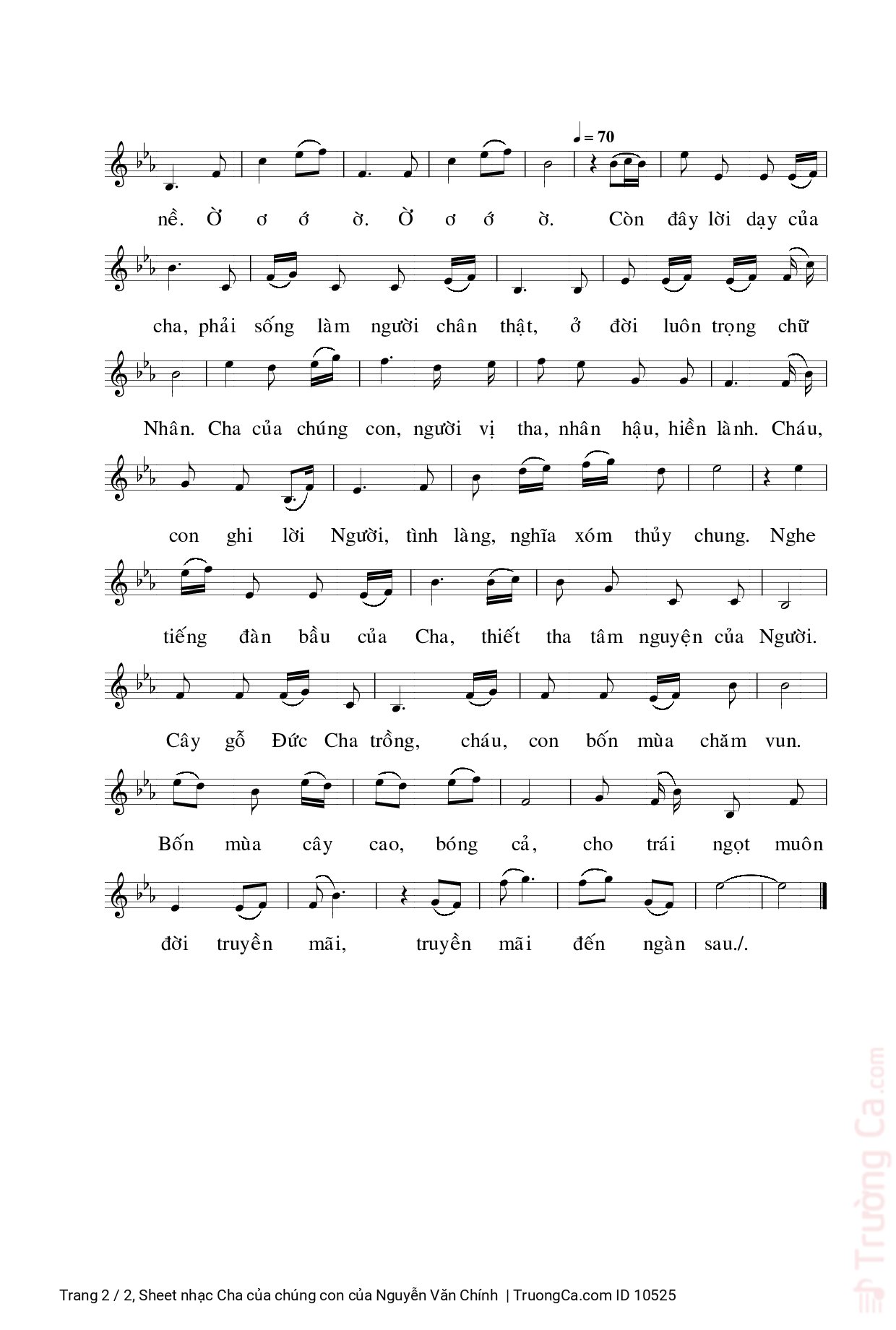 Page 2 of Sheet music PDF Cha của chúng con - Nguyễn Văn Chính