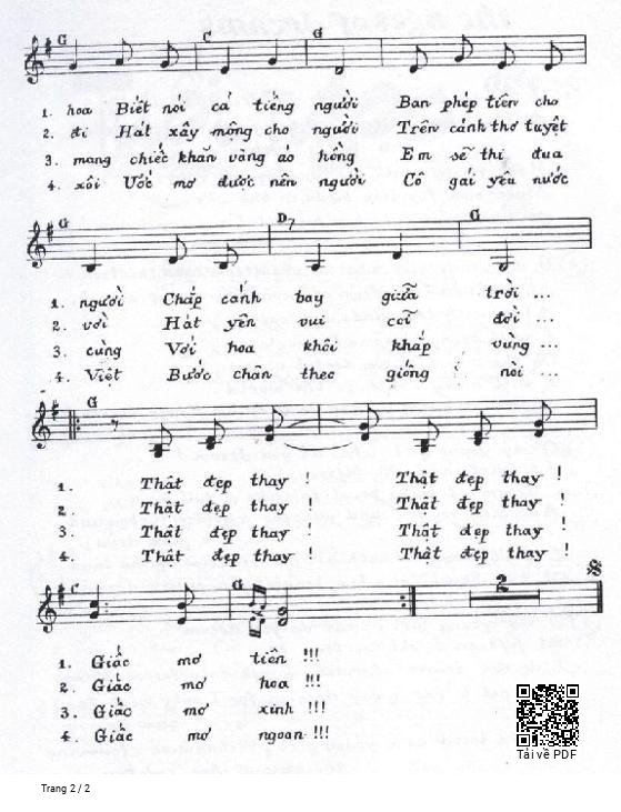 Page 2 of Sheet music PDF Tuổi mộng mơ  - Phạm Duy
