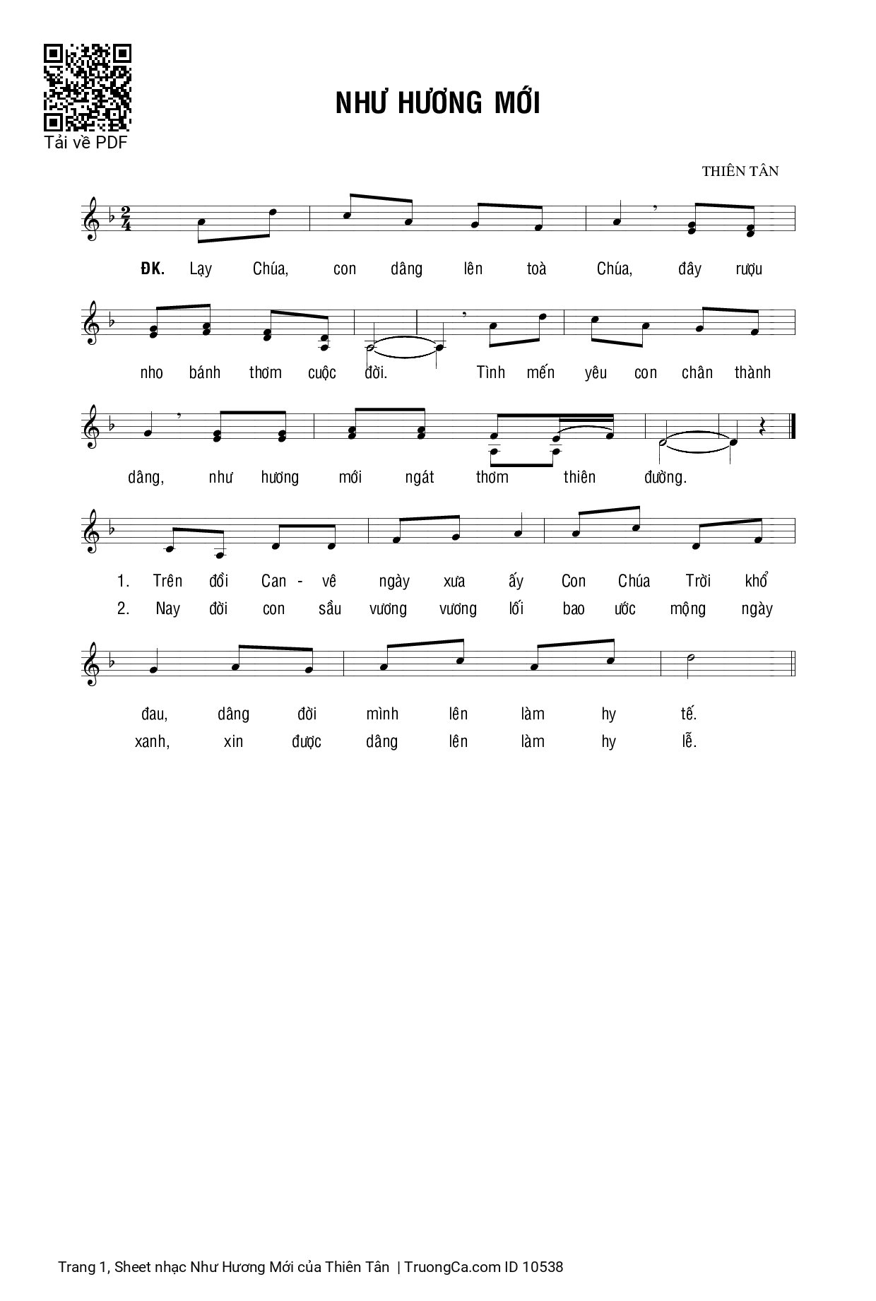 Sheet PDF of Như Hương Mới