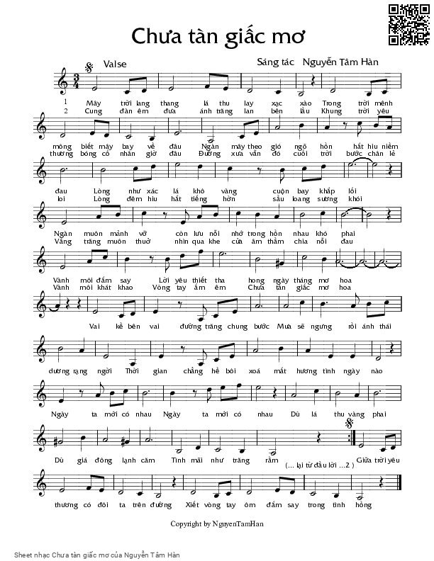 Sheet PDF of Chưa tàn giấc mơ