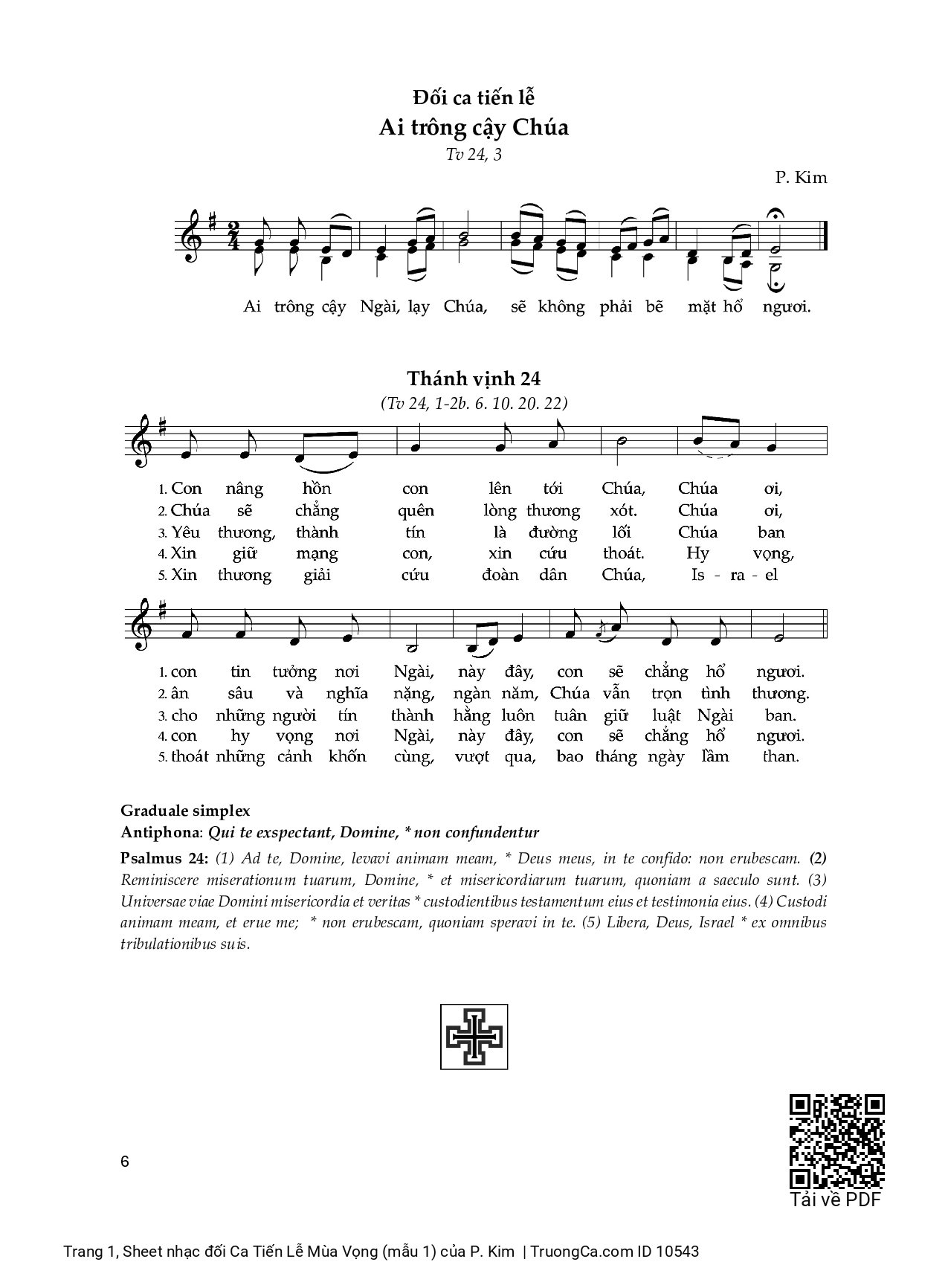 Sheet PDF of đối Ca Tiến Lễ Mùa Vọng (mẫu 1)