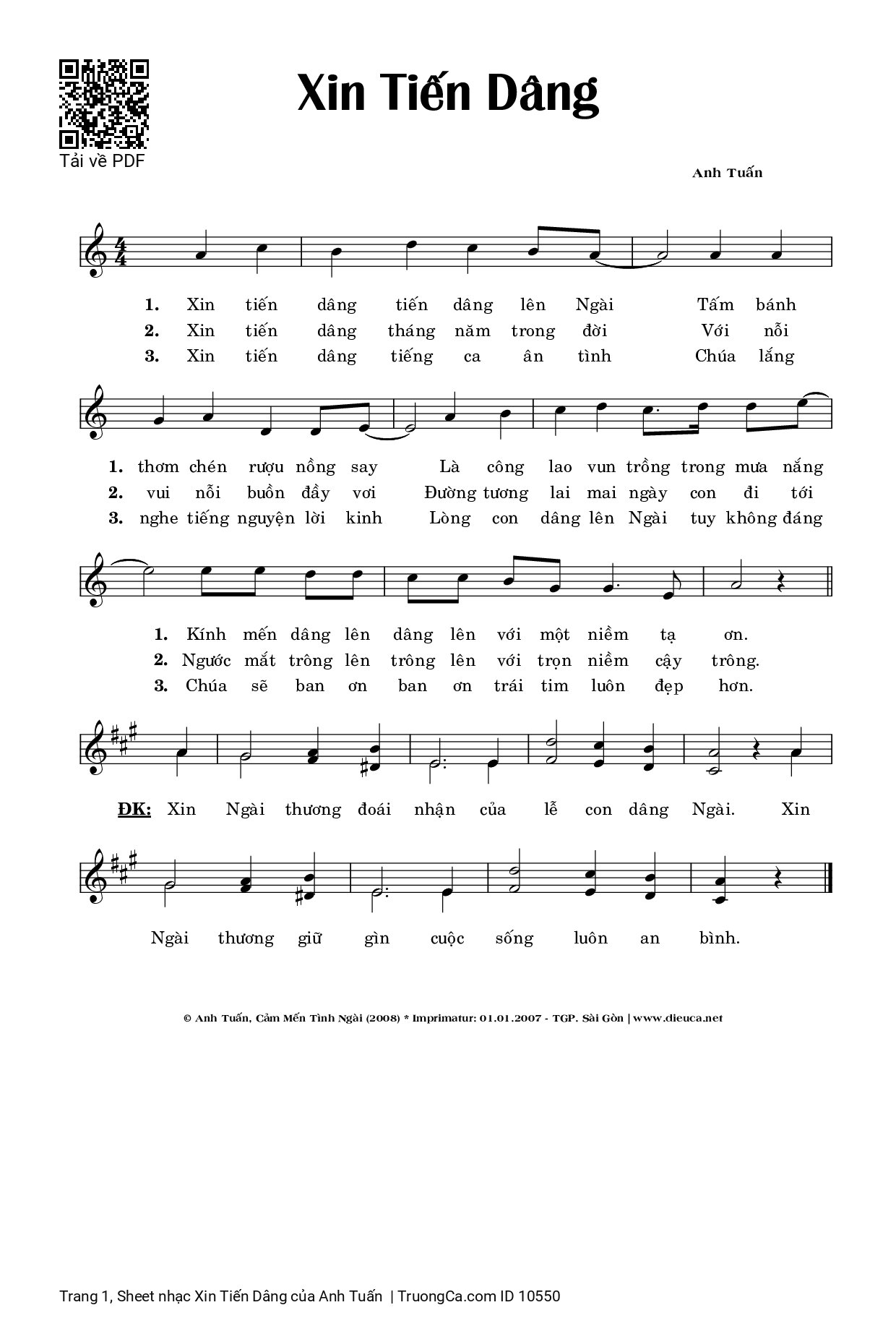 Sheet PDF of Xin Tiến Dâng