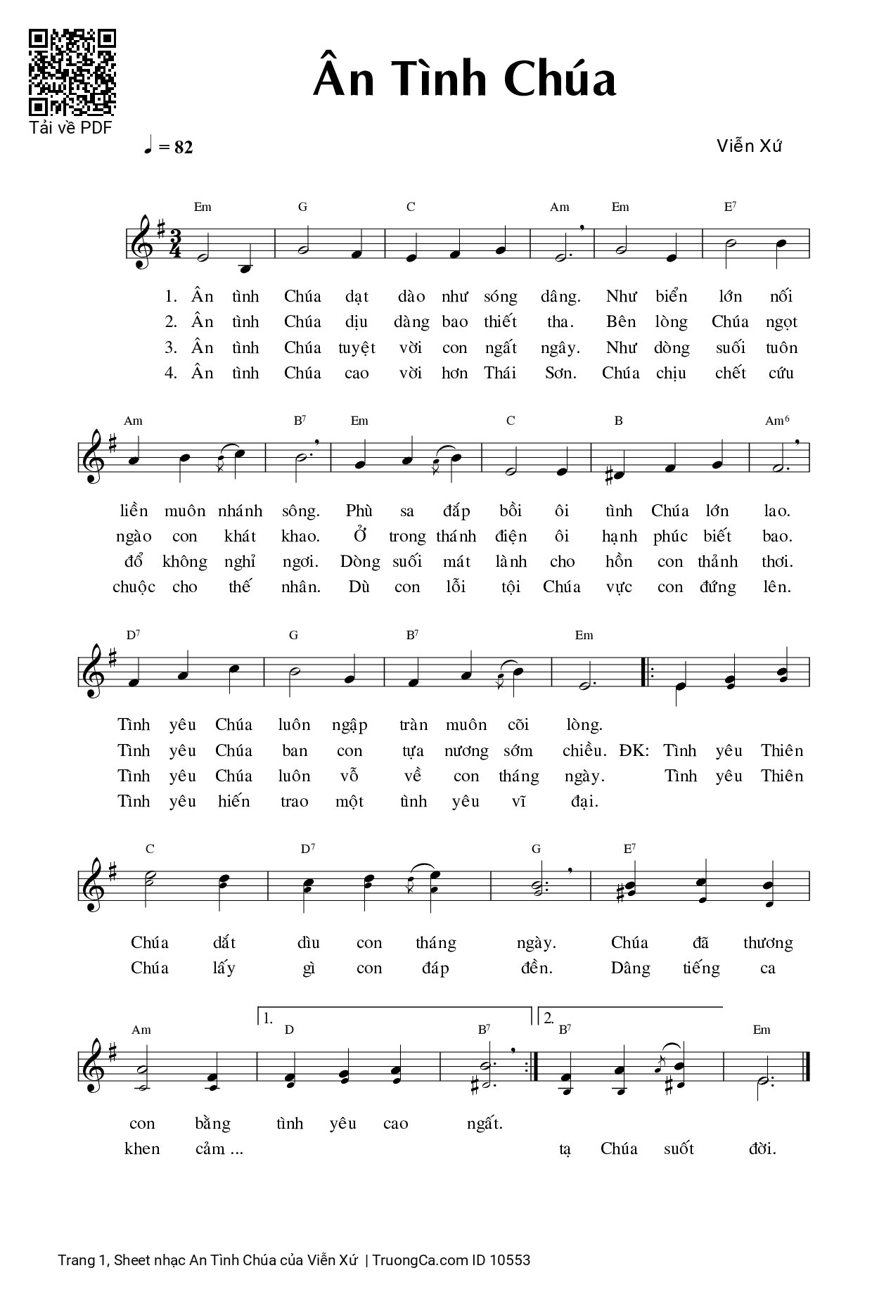 Sheet PDF of An Tình Chúa - Viễn Xứ