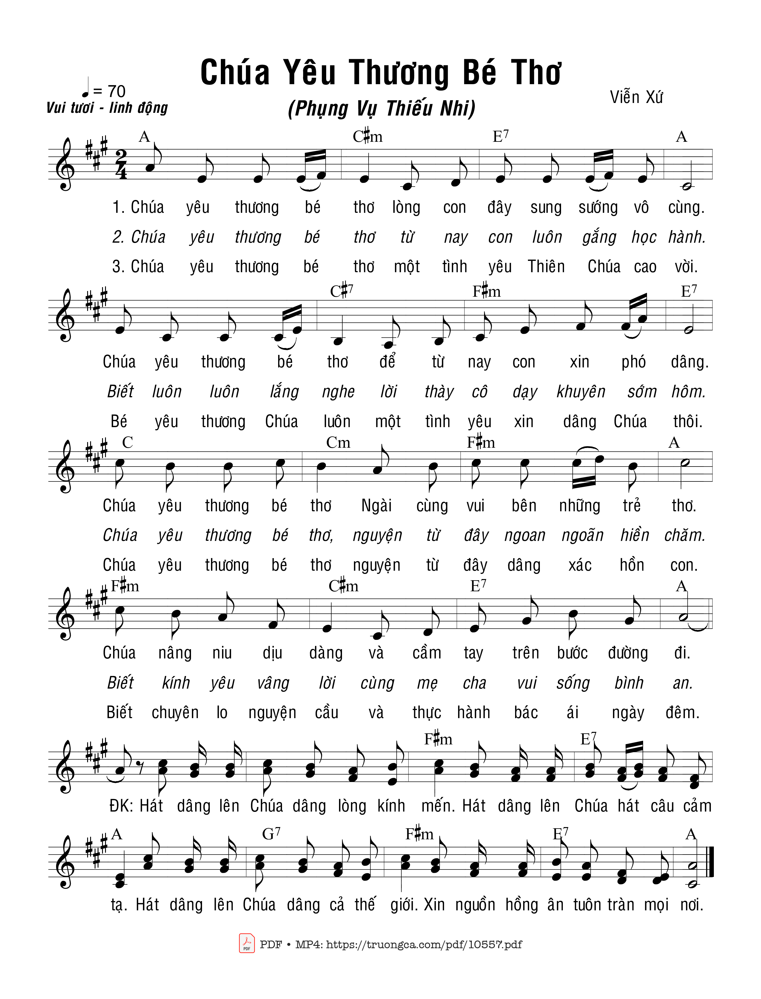 Sheet PDF of Chúa Yêu Thương Bé Thơ
