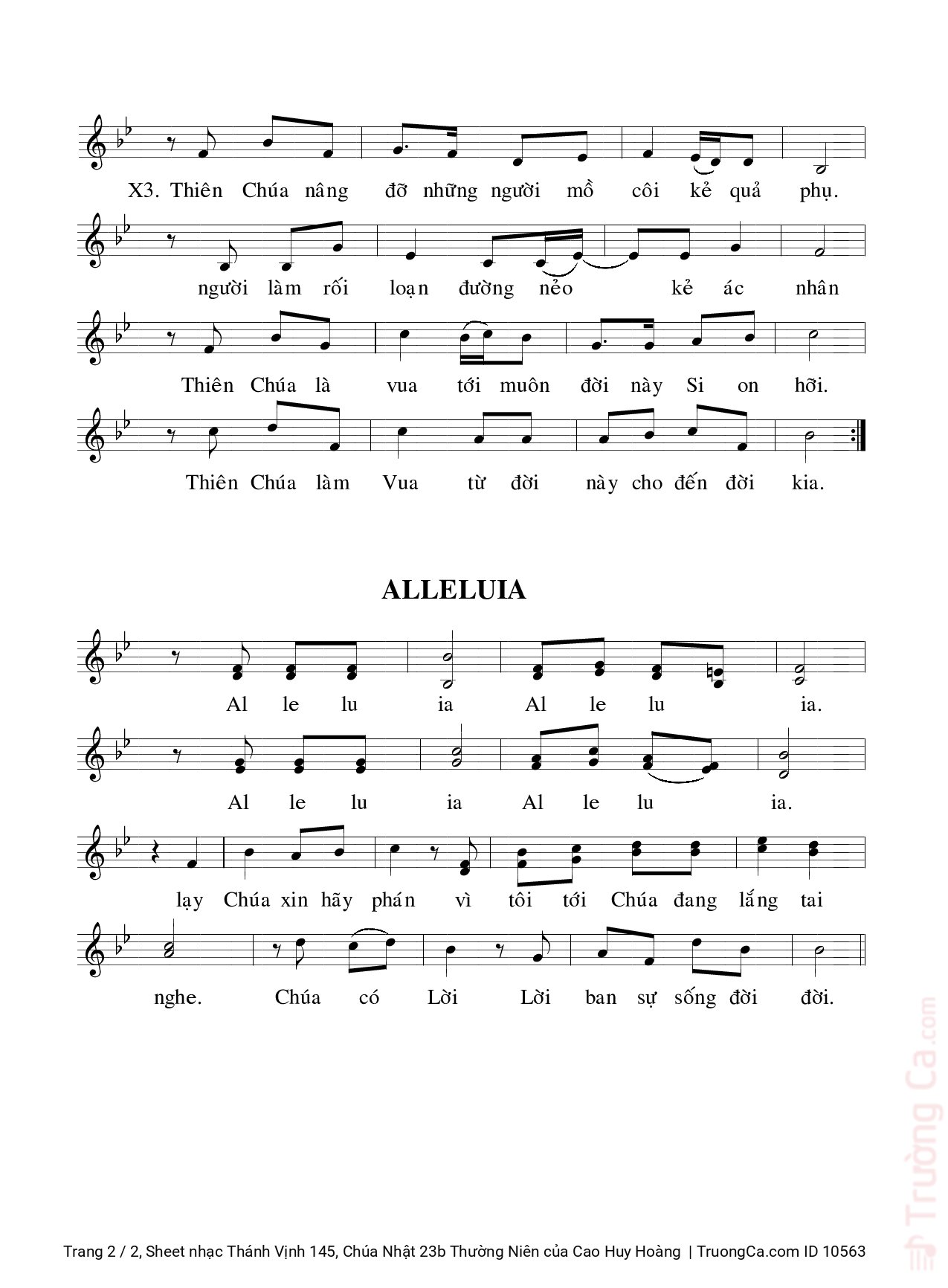 Page 2 of Sheet music PDF Thánh Vịnh 145, Chúa Nhật 23b Thường Niên - Cao Huy Hoàng