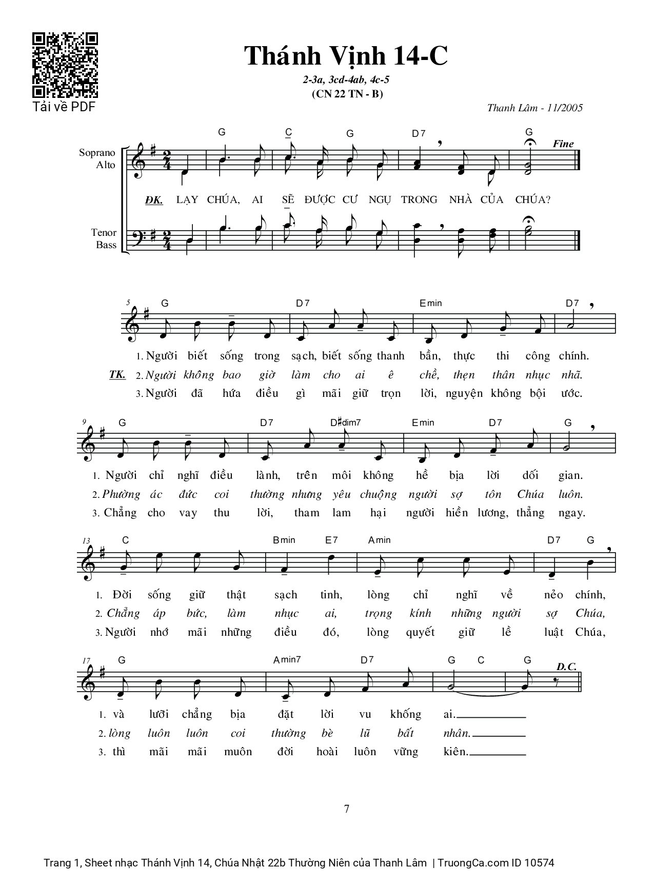 LẠY CHÚA AI SẼ ĐƯỢC CƯ NGỤ TRONG NHÀ CỦA CHÚA, Trang 2