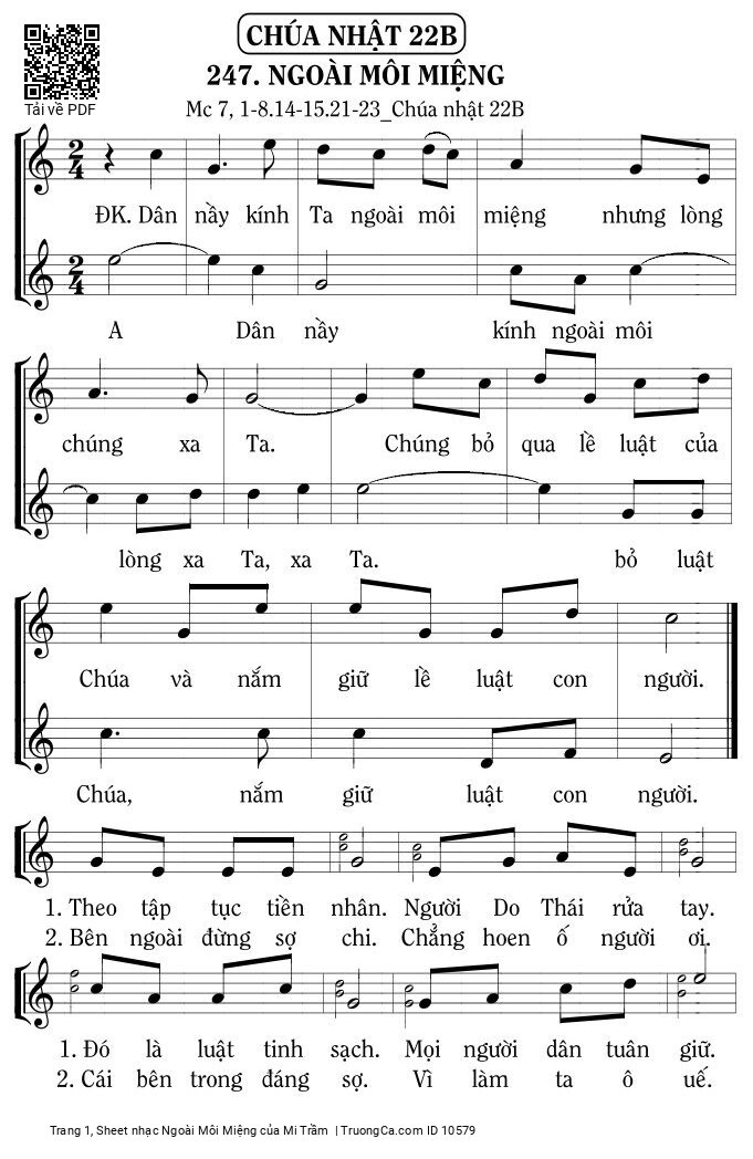 Sheet PDF of Ngoài Môi Miệng