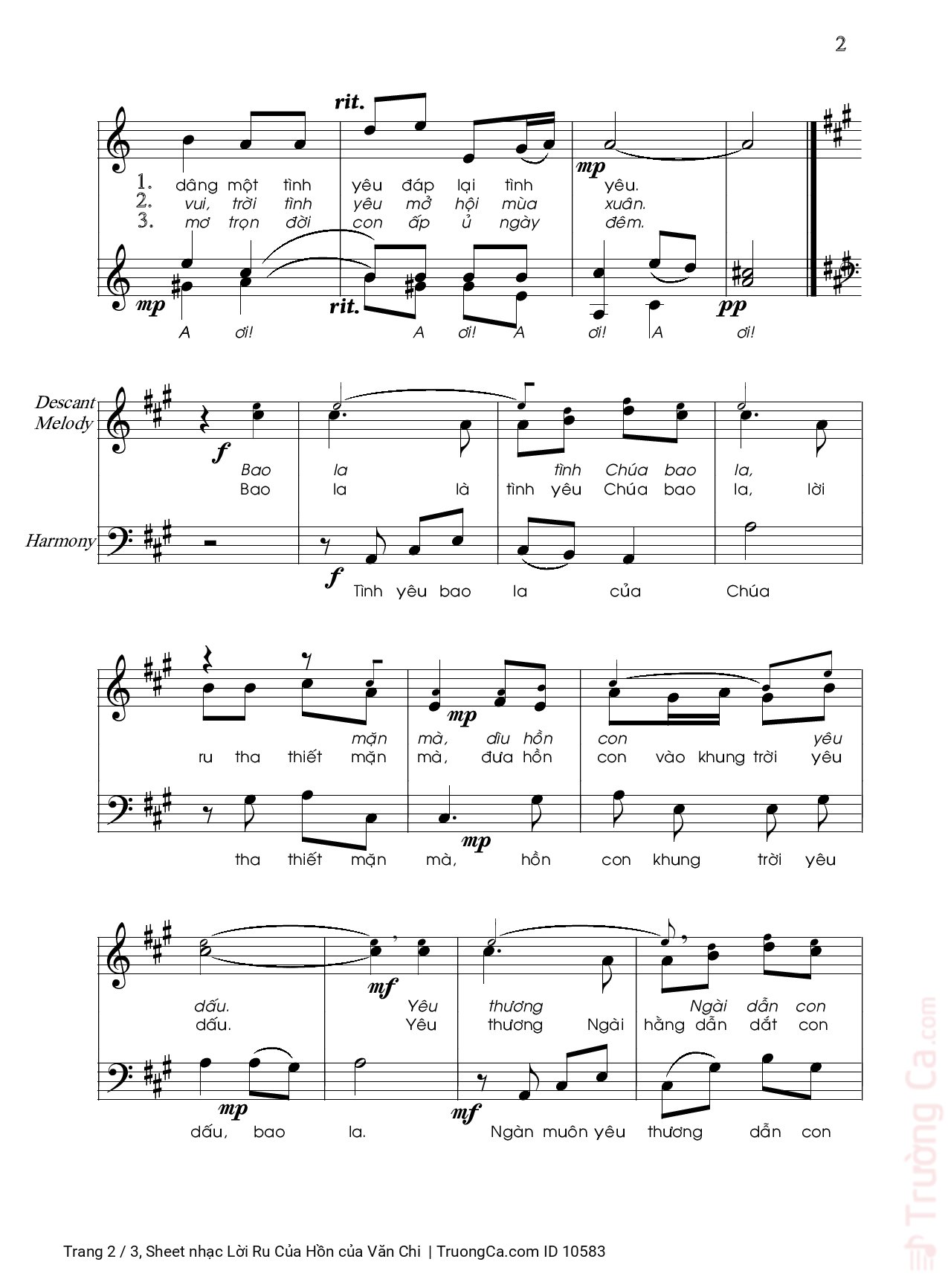 Page 2 of Sheet music PDF Lời Ru Của Hồn - Văn Chi