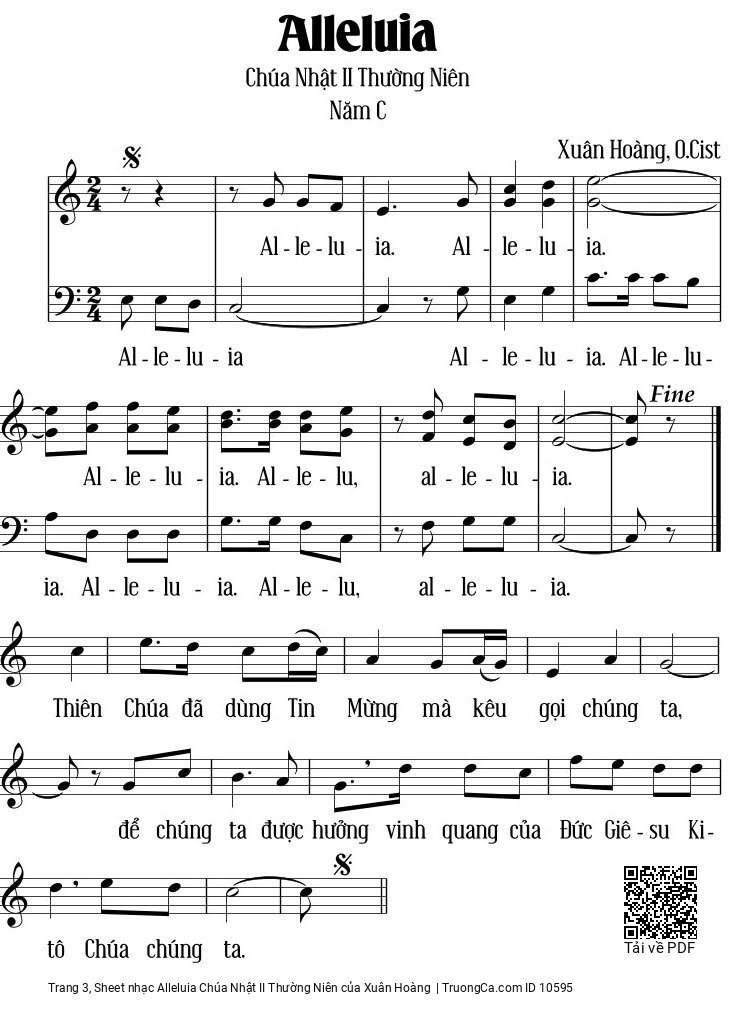 Page 3 of Sheet music PDF Alleluia Chúa Nhật II Thường Niên - Xuân Hoàng