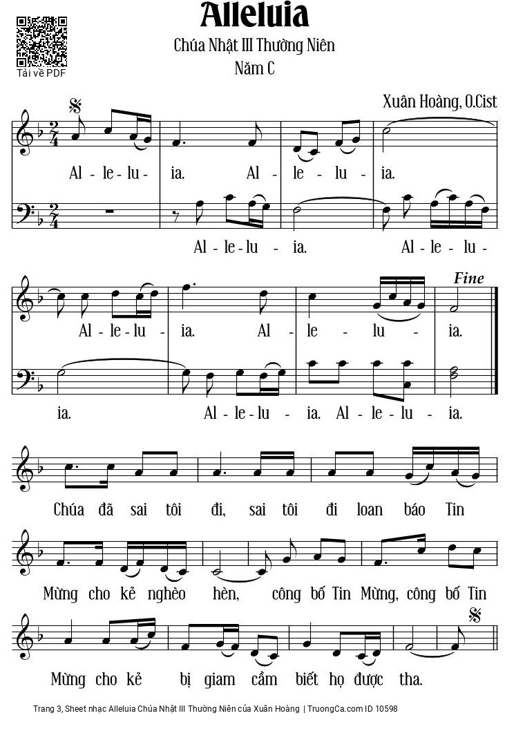 Page 3 of Sheet music PDF Alleluia Chúa Nhật III Thường Niên - Xuân Hoàng