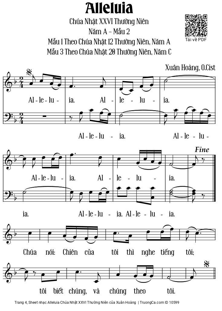 Page 4 of Sheet music PDF Alleluia Chúa Nhật XXVI Thường Niên - Xuân Hoàng