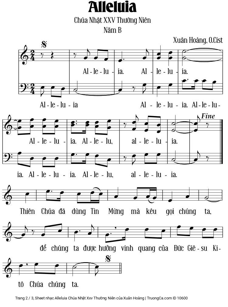 Page 2 of Sheet music PDF Alleluia Chúa Nhật Xxv Thường Niên - Xuân Hoàng