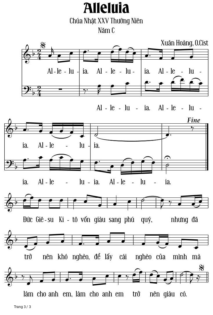 Page 3 of Sheet music PDF Alleluia Chúa Nhật Xxv Thường Niên - Xuân Hoàng