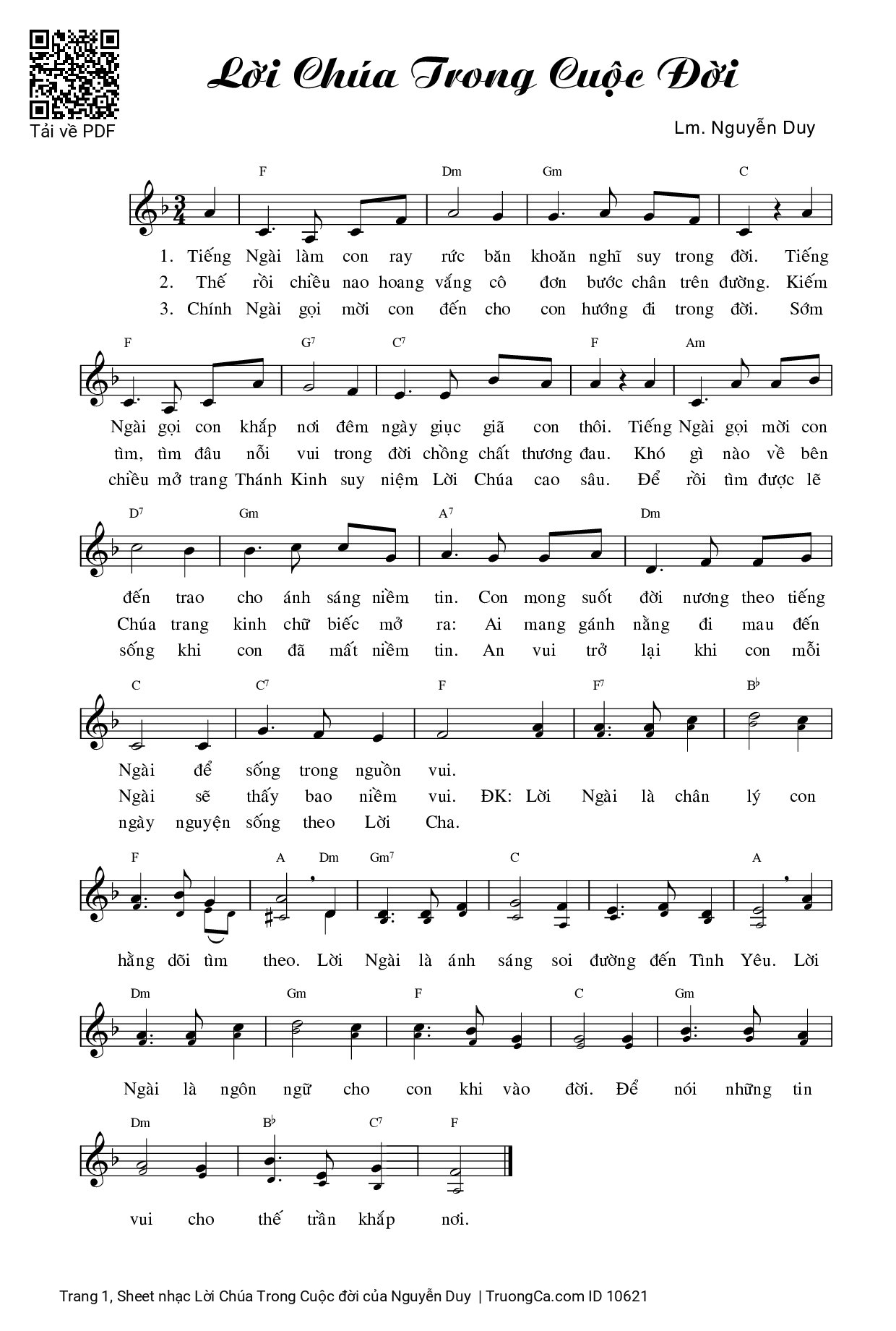 Sheet PDF of Lời Chúa Trong Cuộc đời