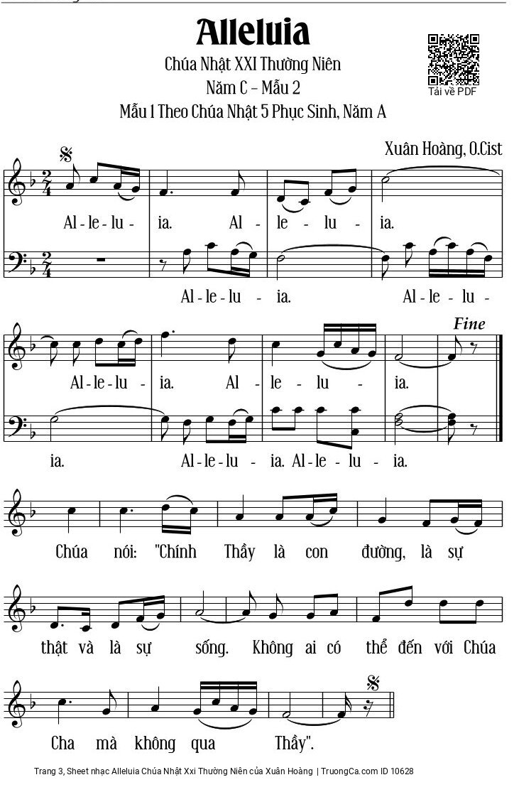 Page 3 of Sheet music PDF Alleluia Chúa Nhật XXI Thường Niên - Xuân Hoàng