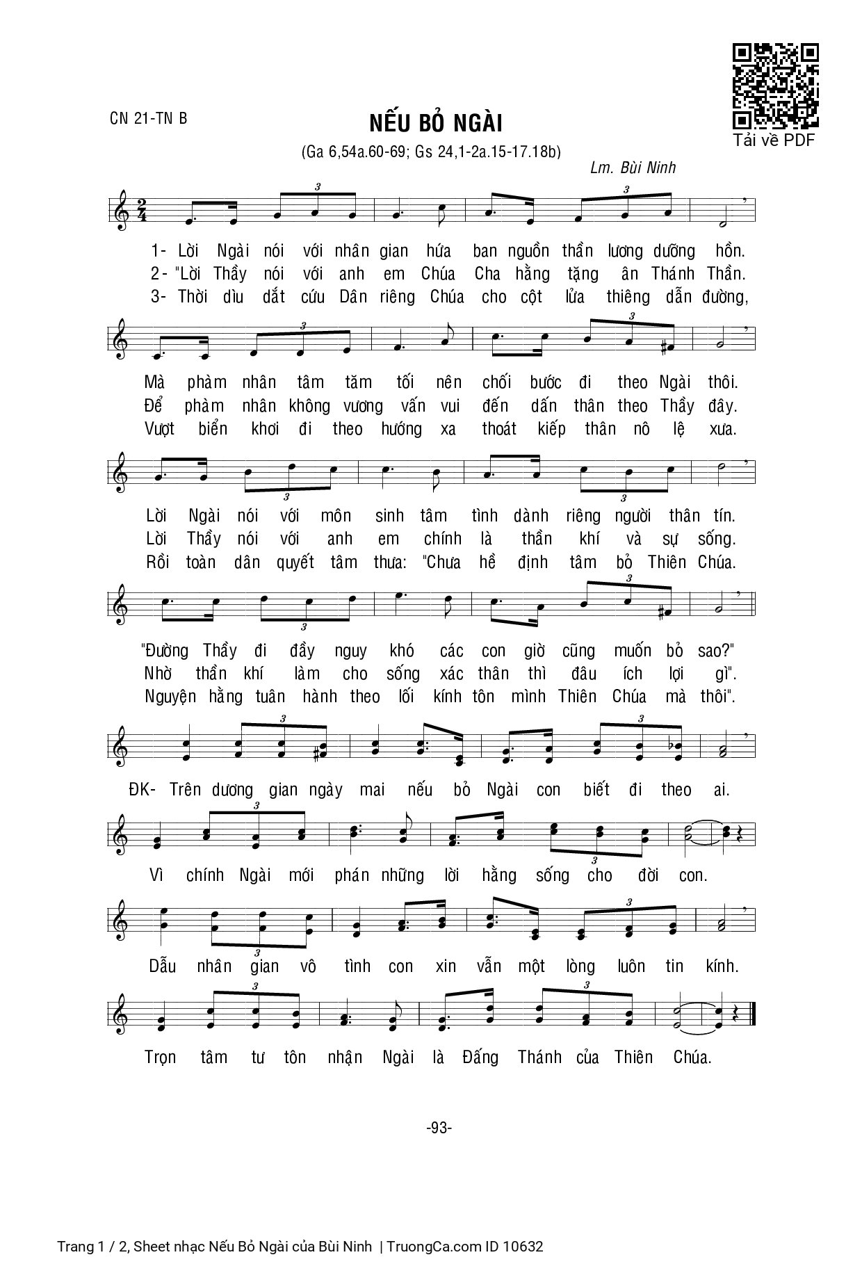 Sheet PDF of Nếu Bỏ Ngài