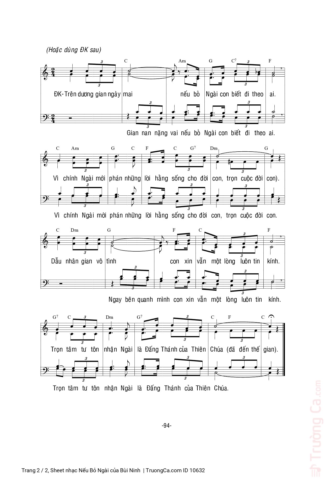 Page 2 of Sheet music PDF Nếu Bỏ Ngài - Bùi Ninh