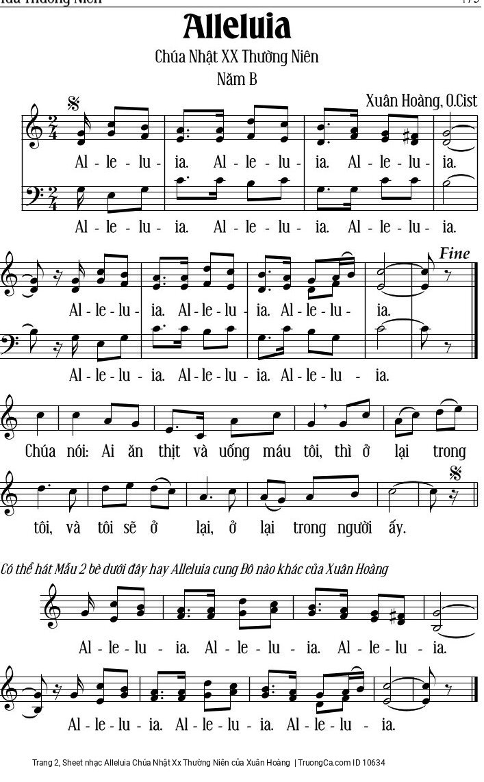 Page 2 of Sheet music PDF Alleluia Chúa Nhật Xx Thường Niên - Xuân Hoàng