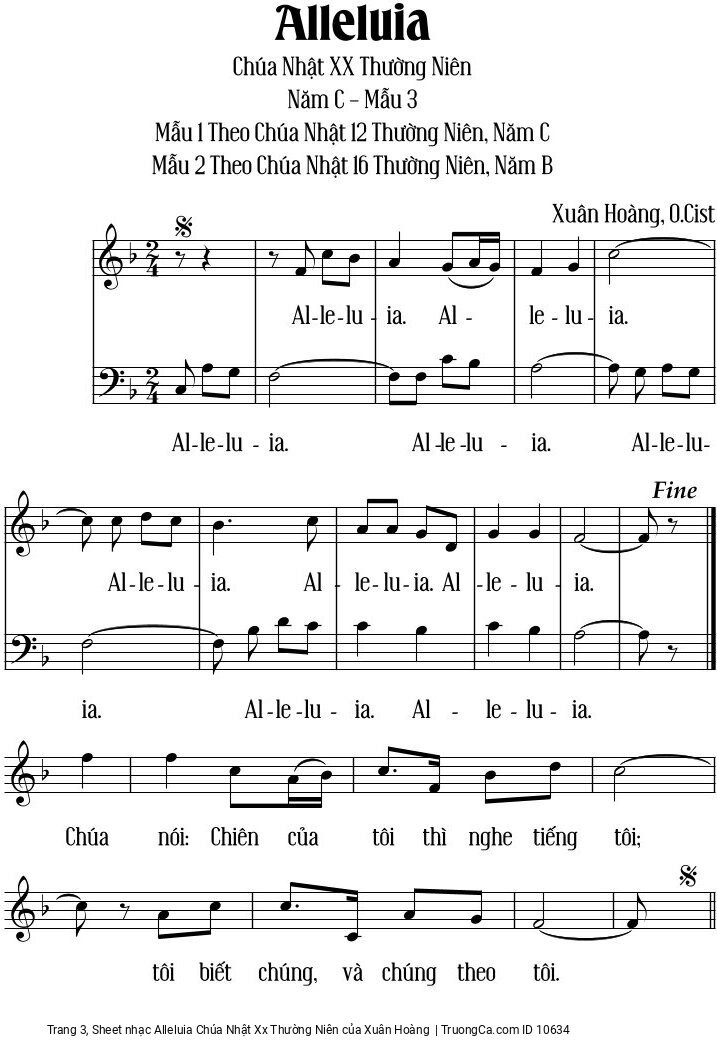 Page 3 of Sheet music PDF Alleluia Chúa Nhật Xx Thường Niên - Xuân Hoàng