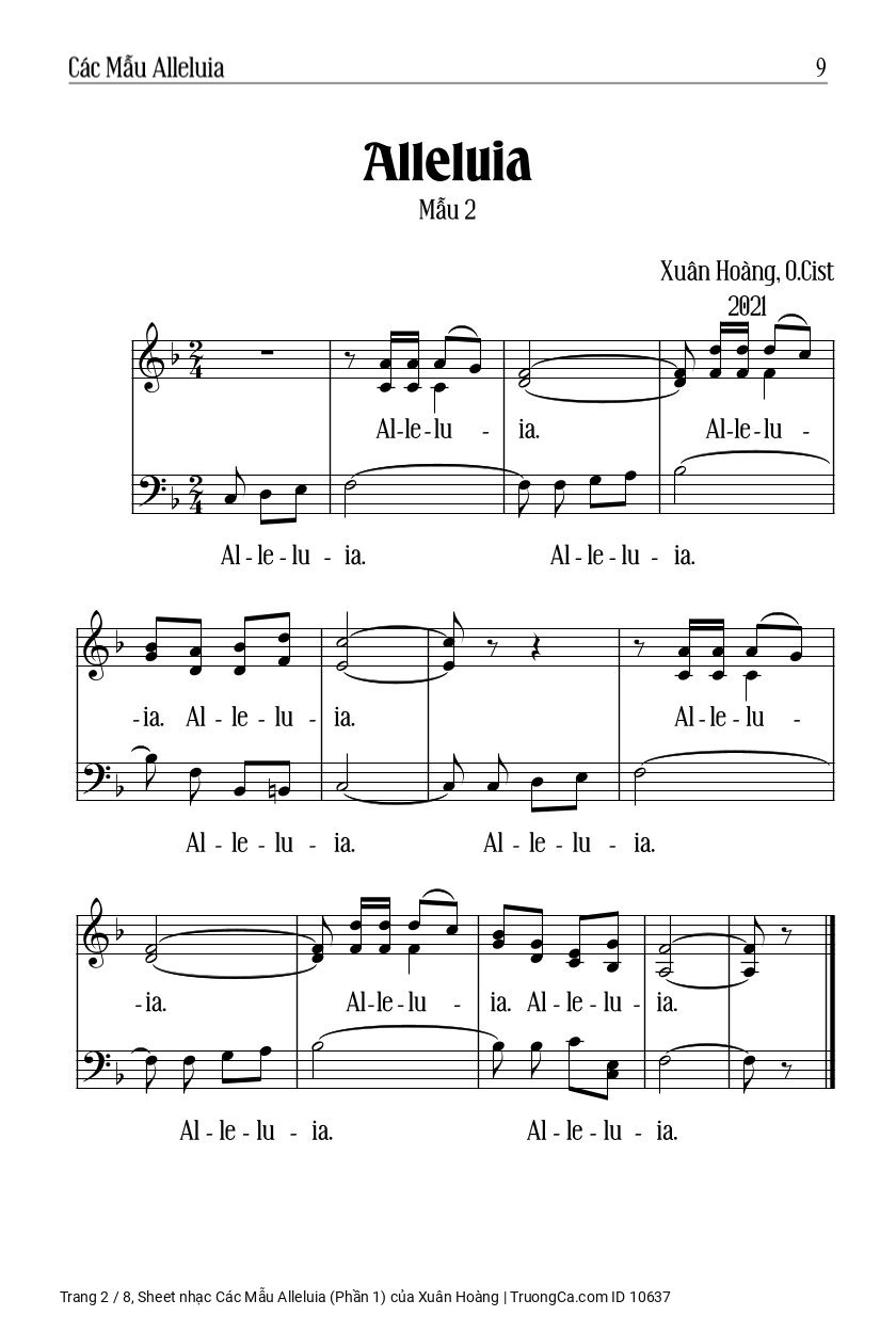 Page 2 of Sheet music PDF Các Mẫu Alleluia (phần 1) - Xuân Hoàng