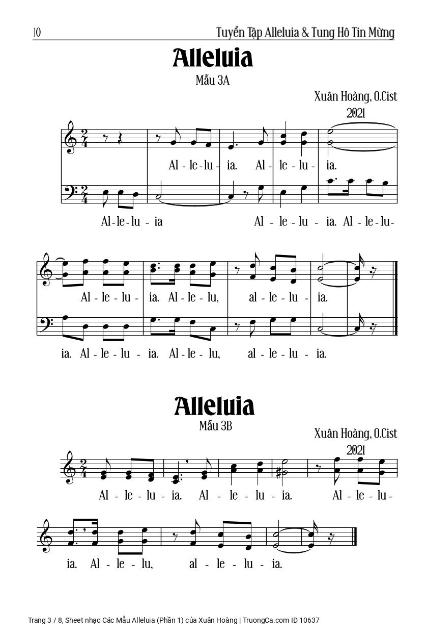 Page 3 of Sheet music PDF Các Mẫu Alleluia (phần 1) - Xuân Hoàng