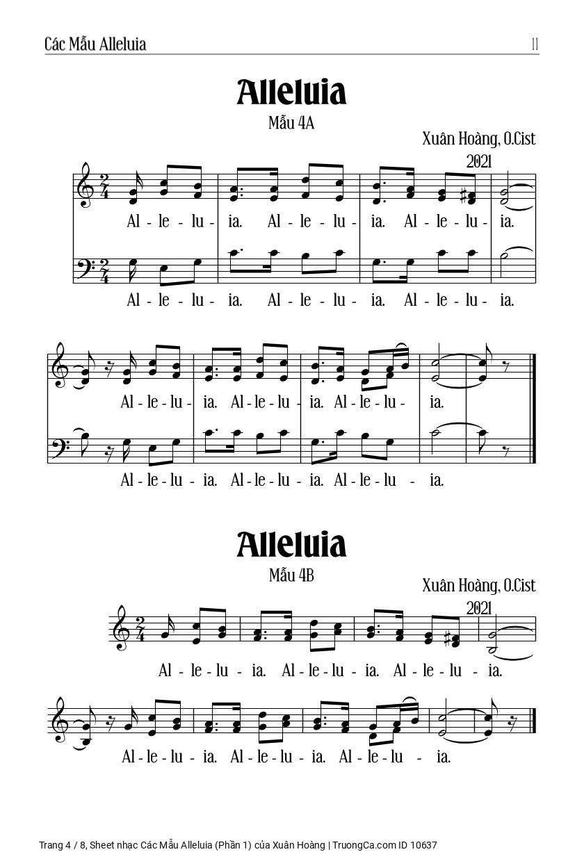 Page 4 of Sheet music PDF Các Mẫu Alleluia (phần 1) - Xuân Hoàng