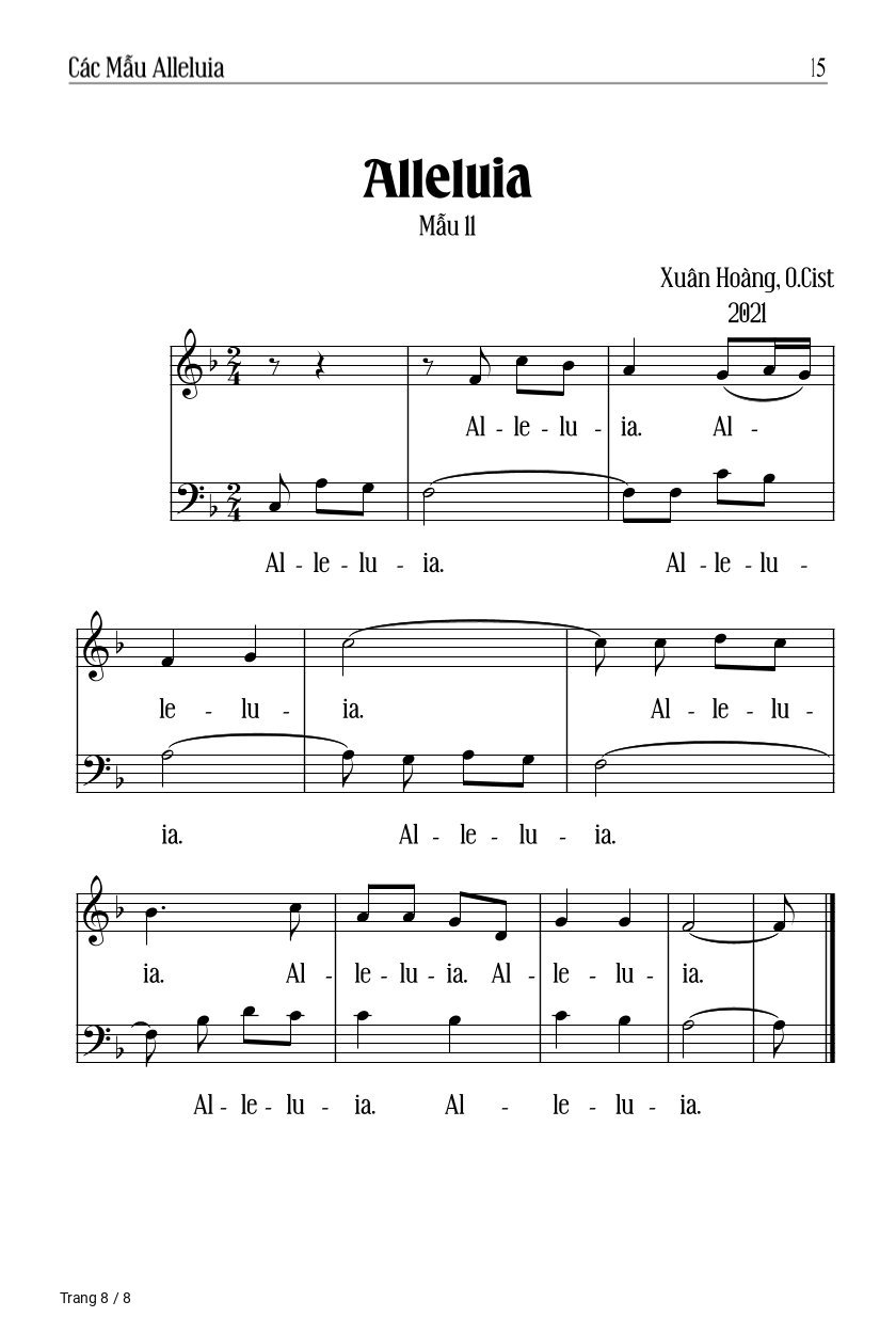 Page 8 of Sheet music PDF Các Mẫu Alleluia (phần 1) - Xuân Hoàng