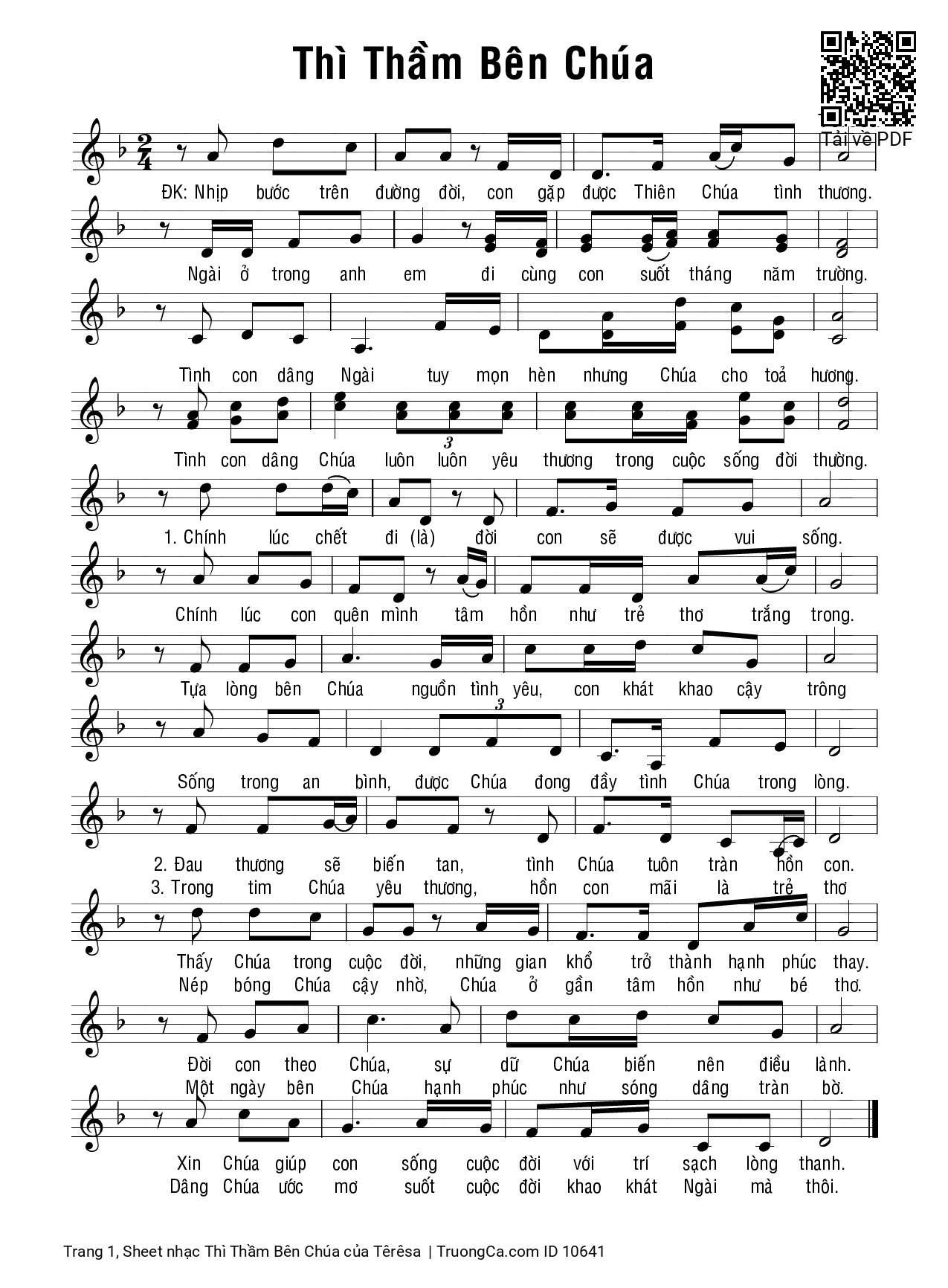 Page 1 of Sheet music PDF Thì Thầm Bên Chúa - Têrêsa
