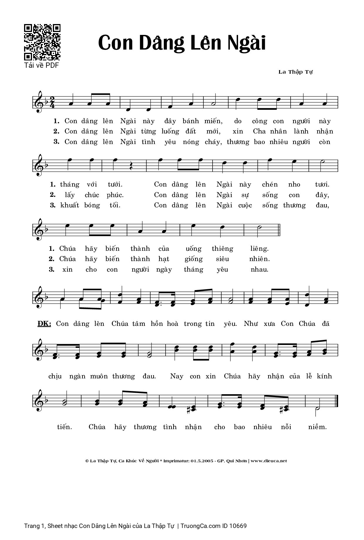 Sheet PDF of Con Dâng Lên Ngài
