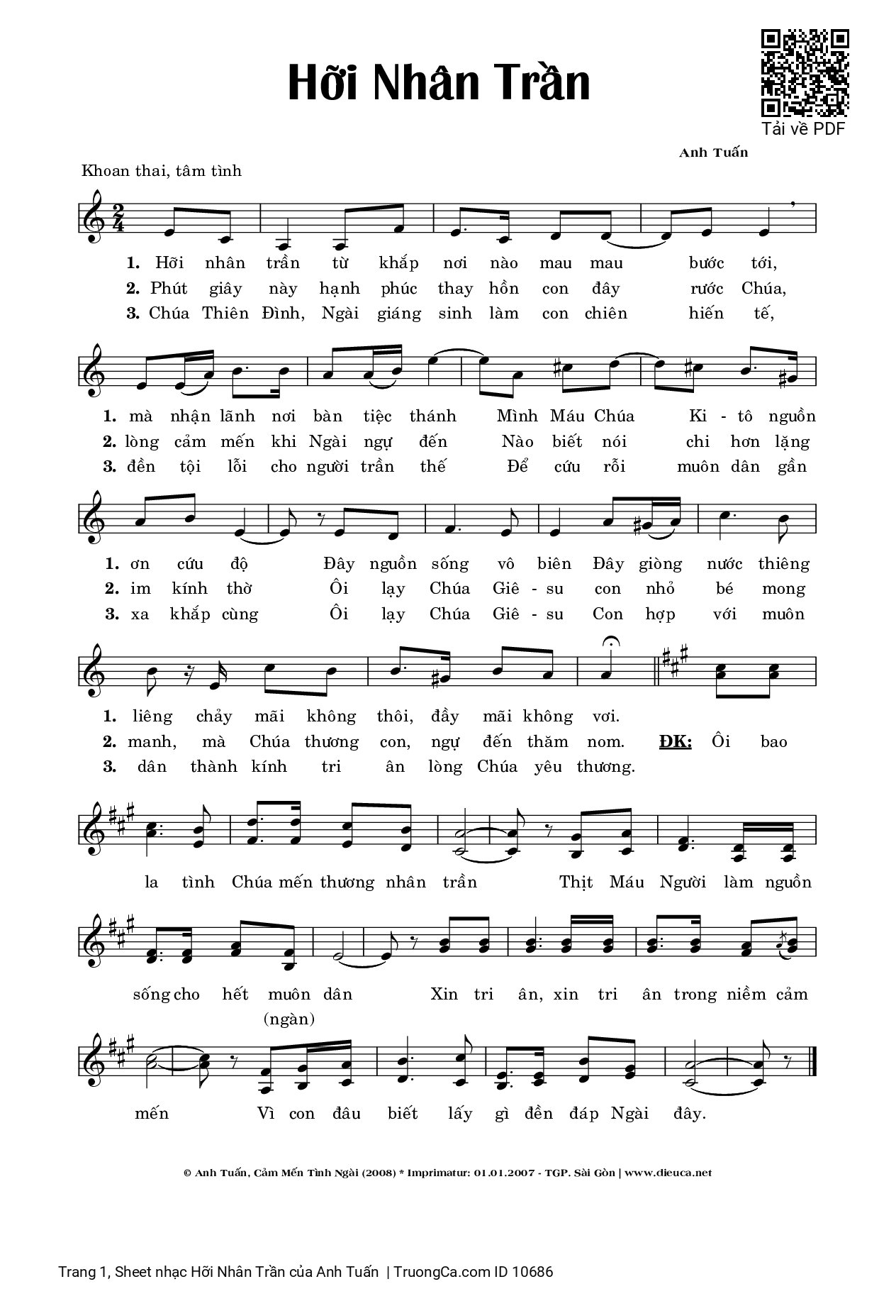 Sheet PDF of Hỡi Nhân Trần