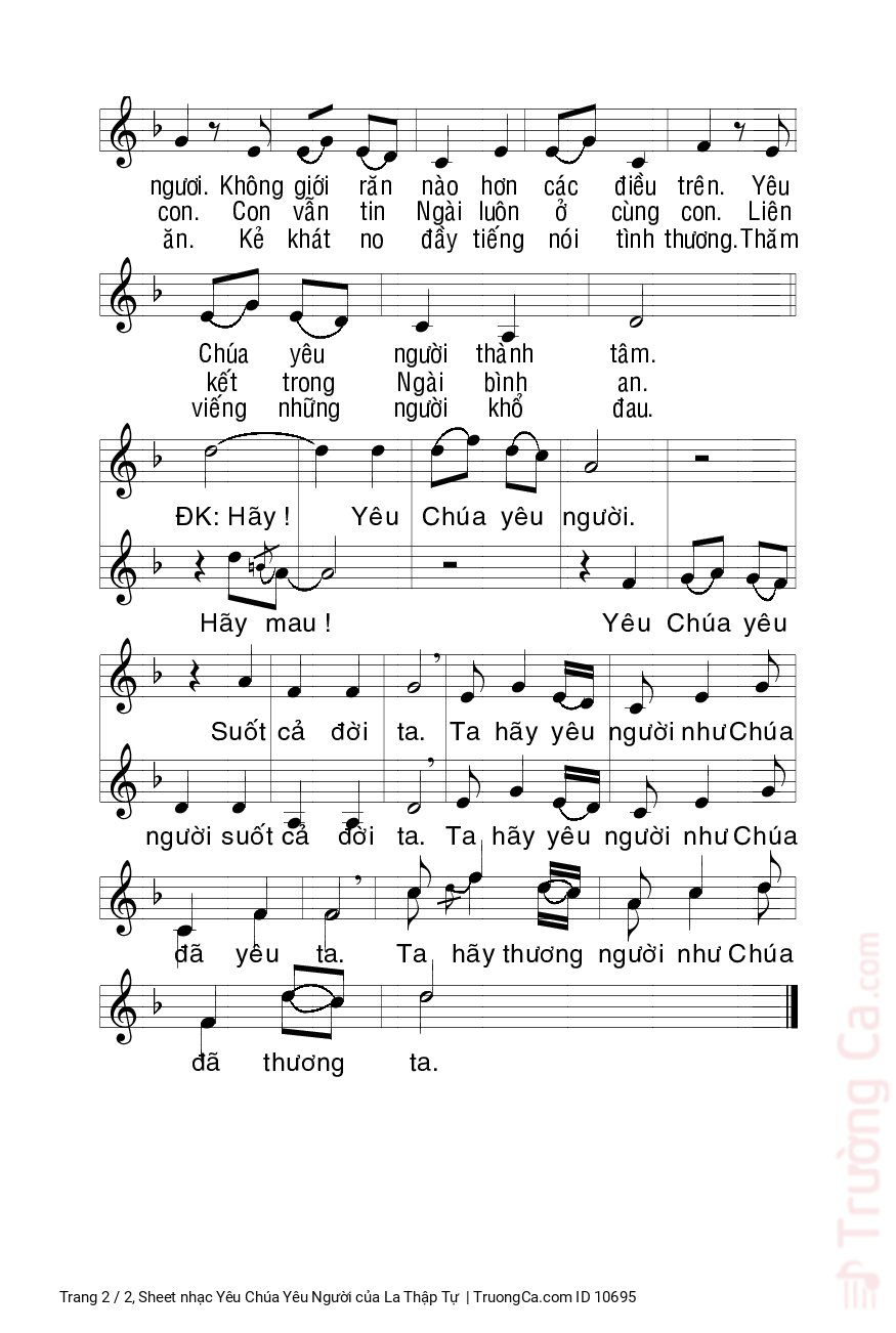 Page 2 of Sheet music PDF Yêu Chúa Yêu Người - La Thập Tự