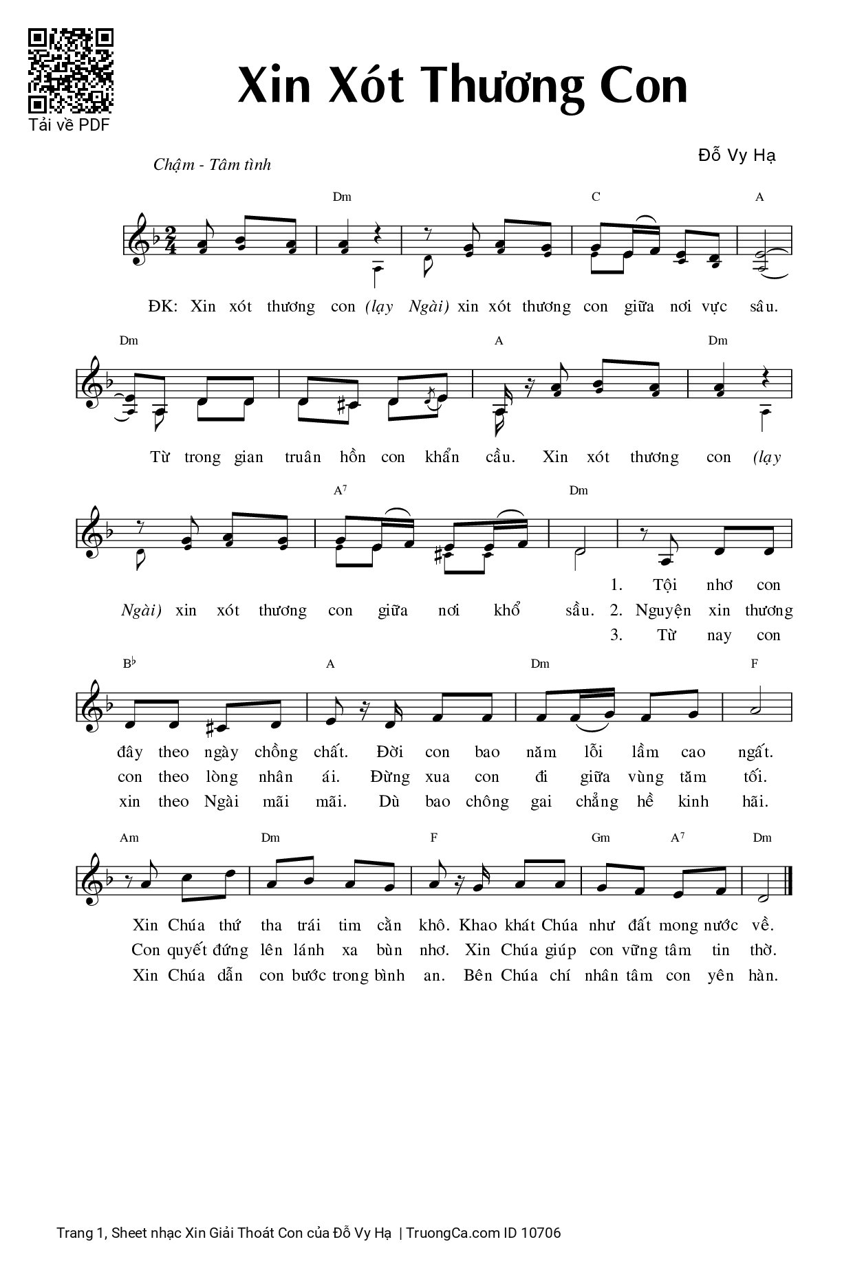 Sheet PDF of Xin Giải Thoát Con