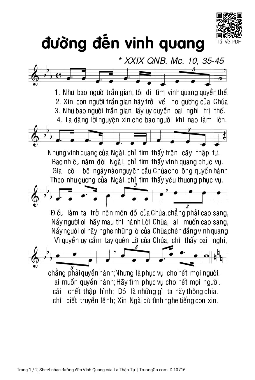 Sheet PDF of đường đến Vinh Quang