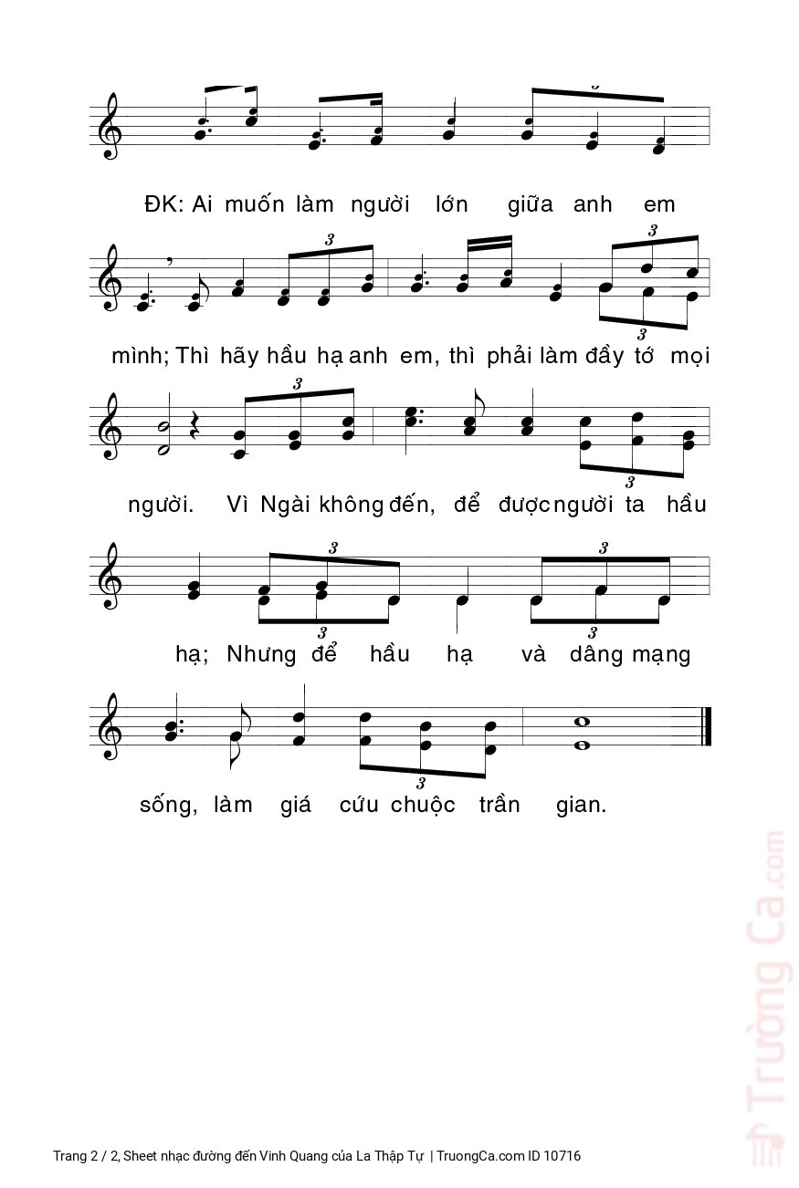 Page 2 of Sheet music PDF đường đến Vinh Quang - La Thập Tự