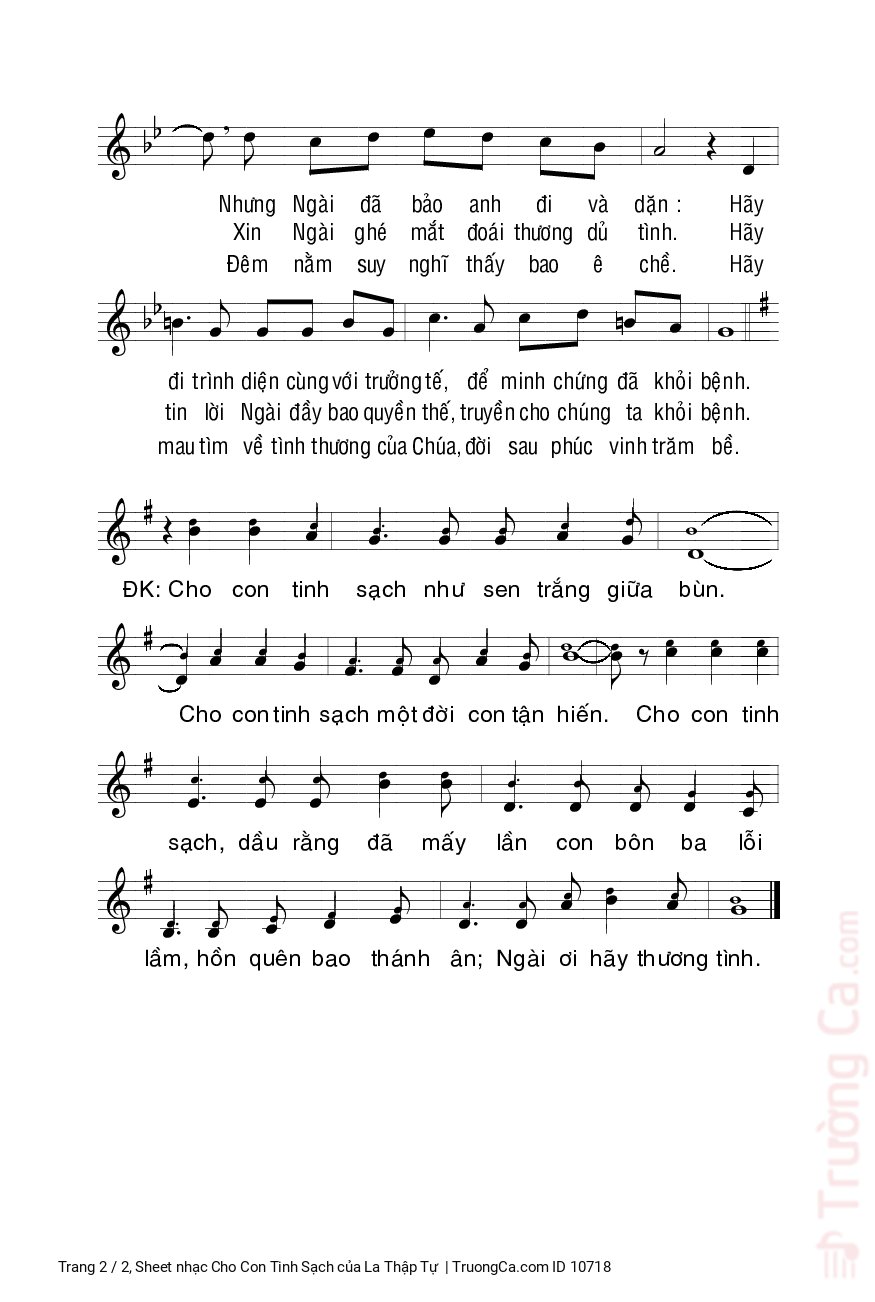 Page 2 of Sheet music PDF Cho Con Tinh Sạch - La Thập Tự
