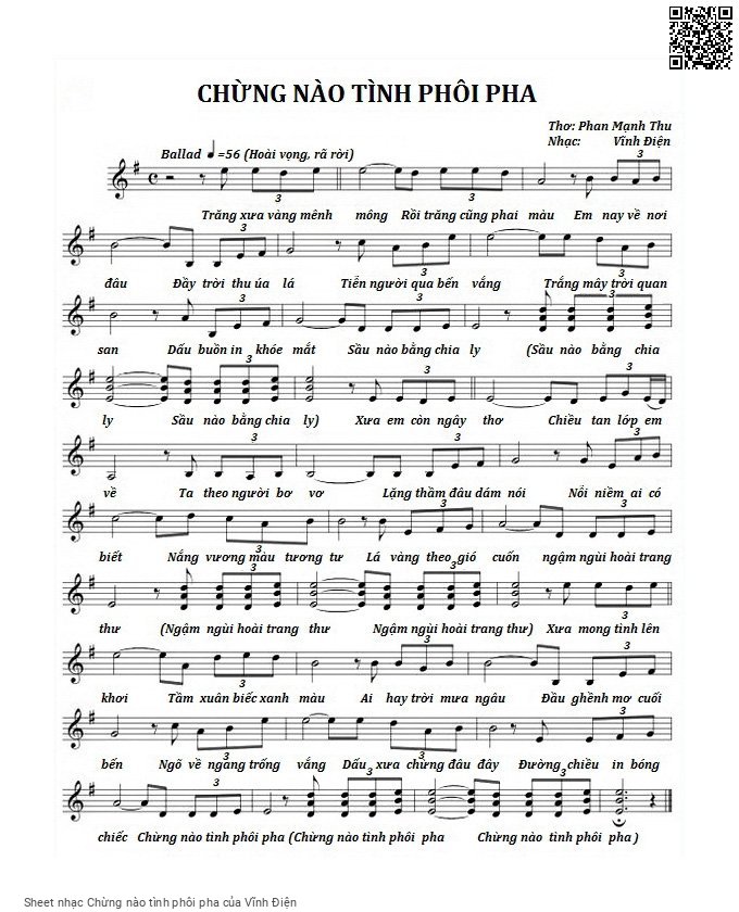 Sheet PDF of Chừng nào tình phôi pha
